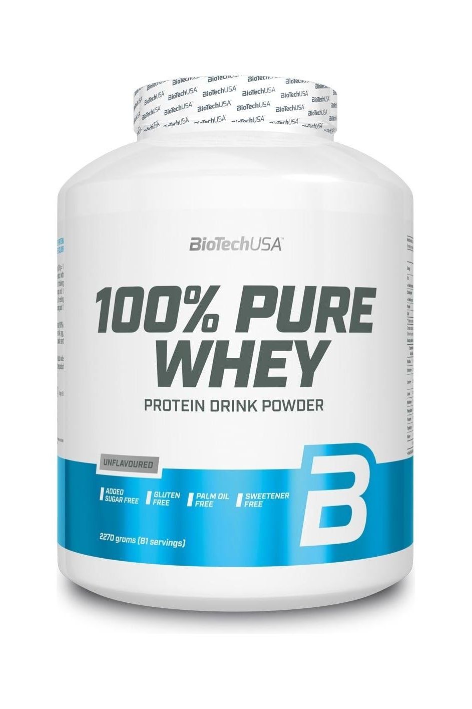 BioTech USA 100% Pure Whey, gluten-free protein drink powder with BCAA, 2220 grams.