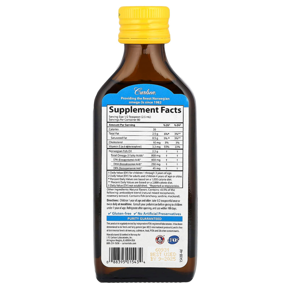 The Very Finest Fish Oil fullständig baksida etikett