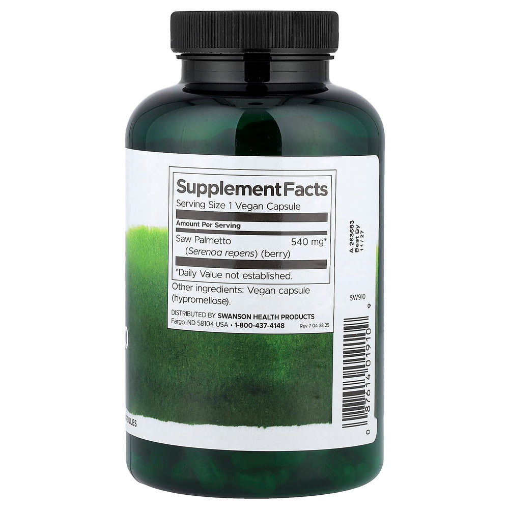 Sågpalmetto 540 mg ingredienser etikett