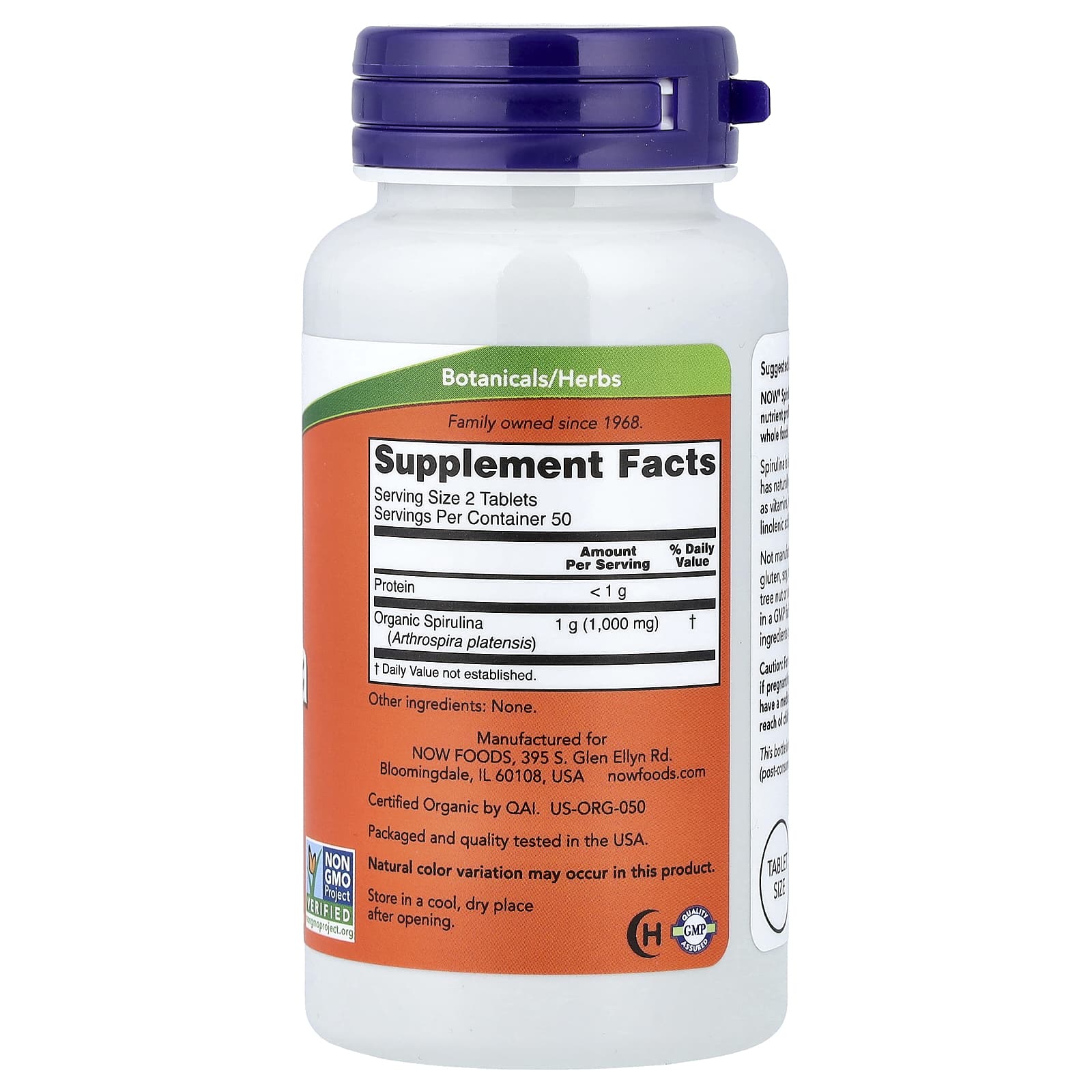 NOW Foods - Spirulina, 500 mg - 500 tabletter