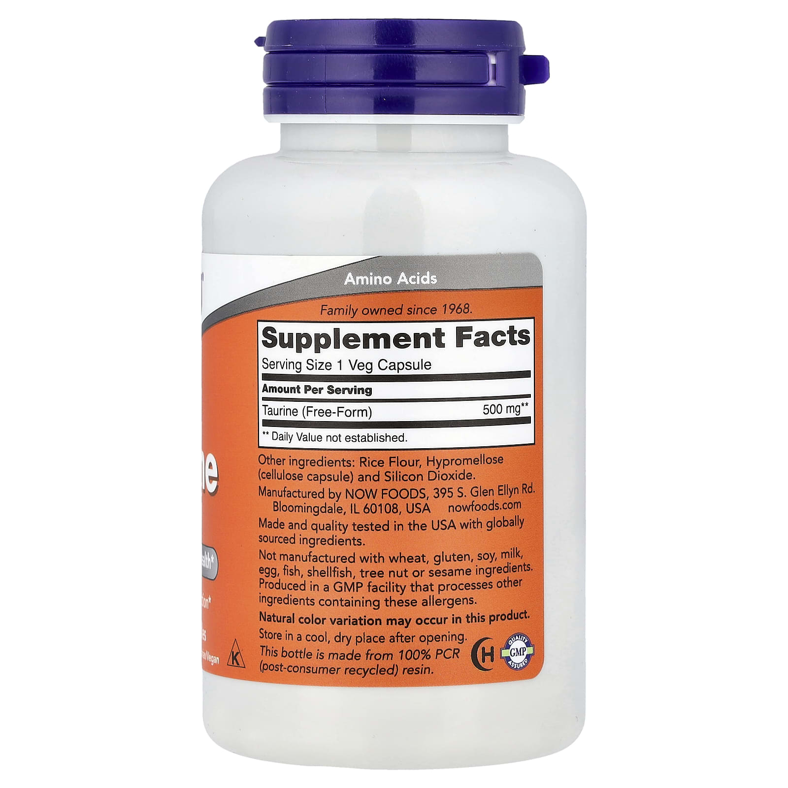 Now Foods Taurine dosering anvisningar