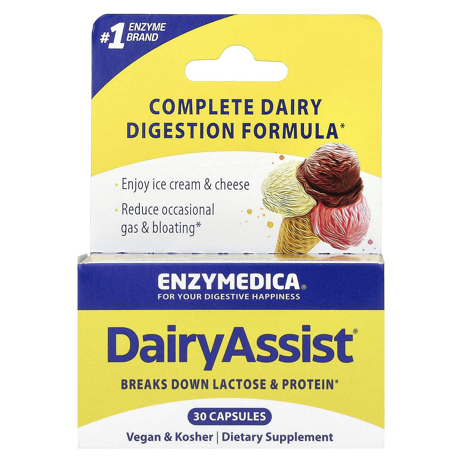Enzymedica - Dairyassist - Komplet Mælke Fordøjelsesformel - 30 Kapsler