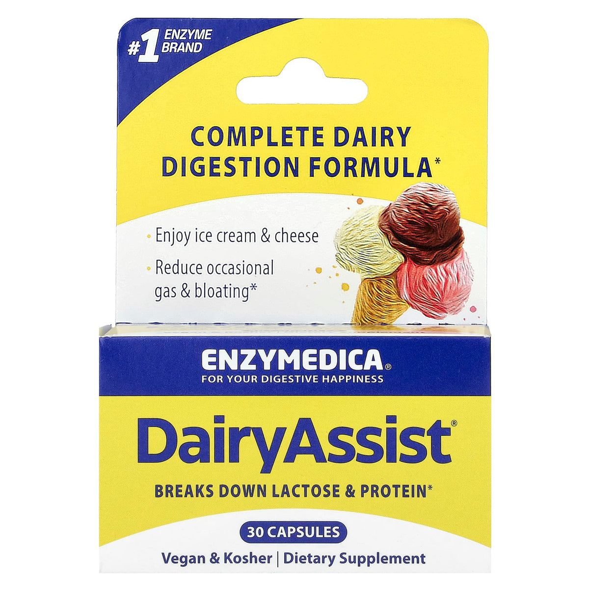 Enzymedica - Dairyassist - Komplet Mælke Fordøjelsesformel - 30 Kapsler