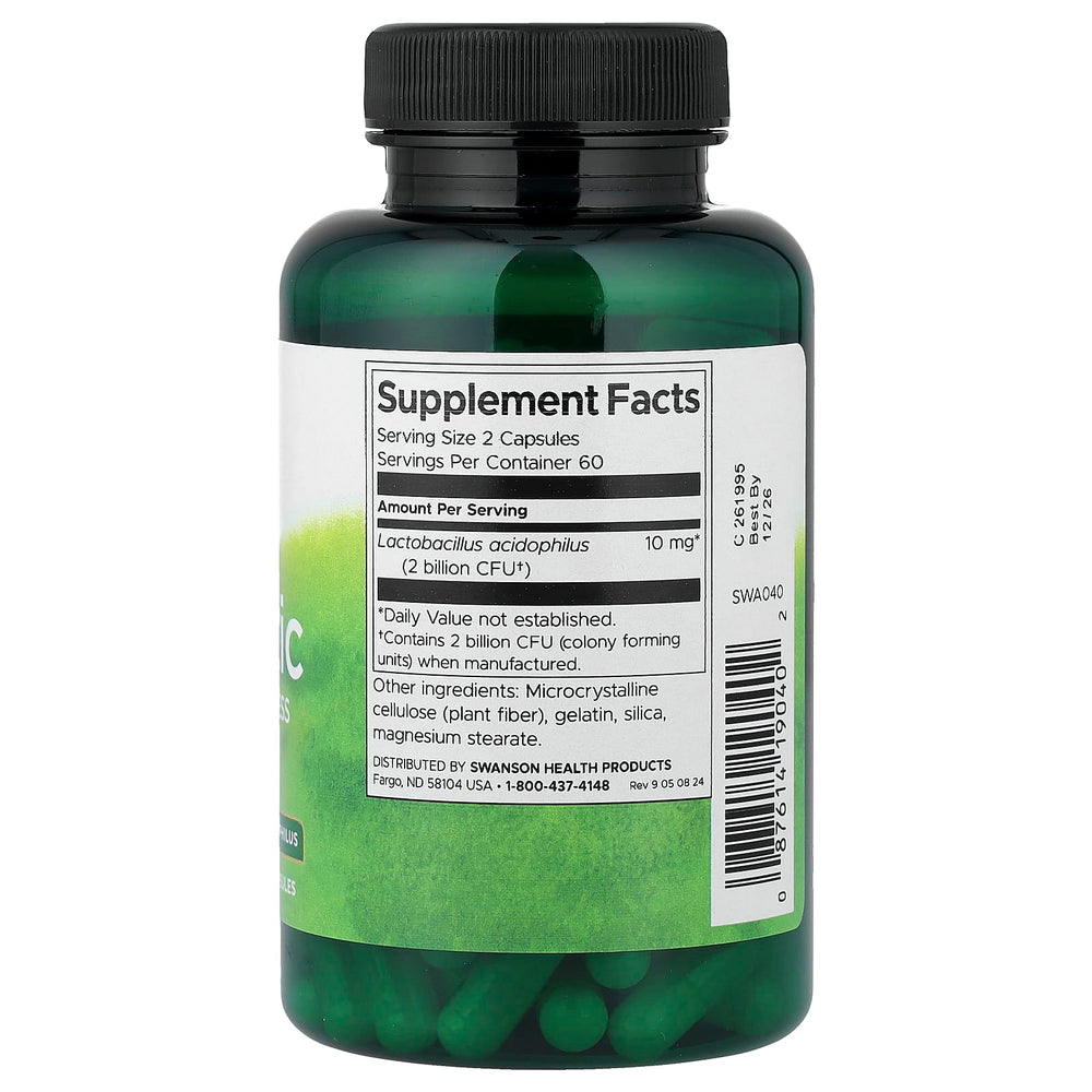 Swanson Probiotic ingredienser & etikett