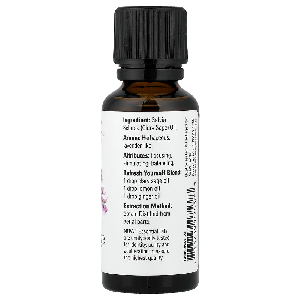 NOW Foods Clary Sage Oil ingredienser etikett