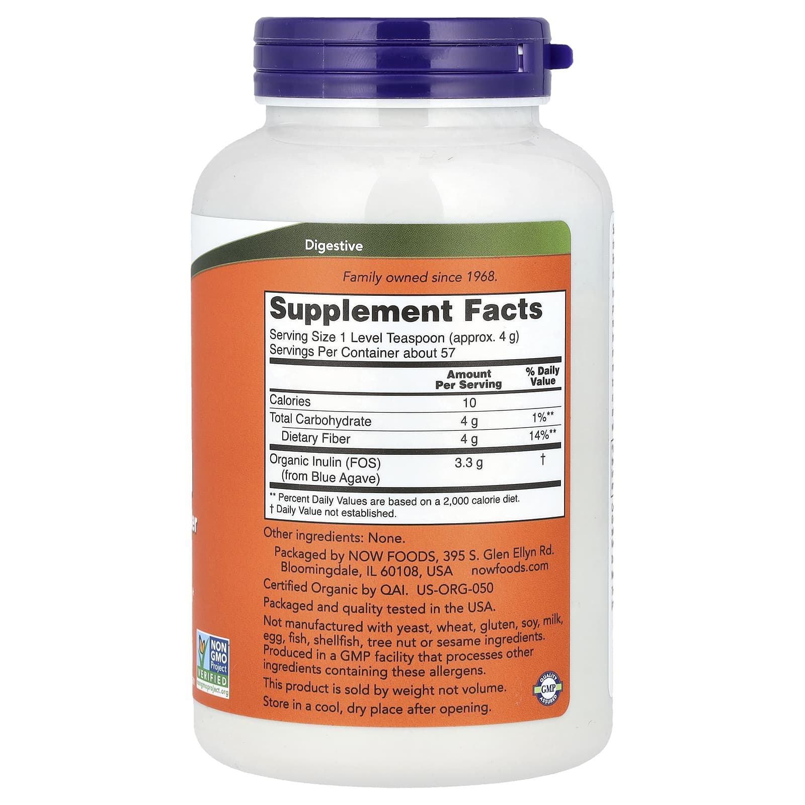 Inulin Prebiotic Pure Powder ingredienser etikett