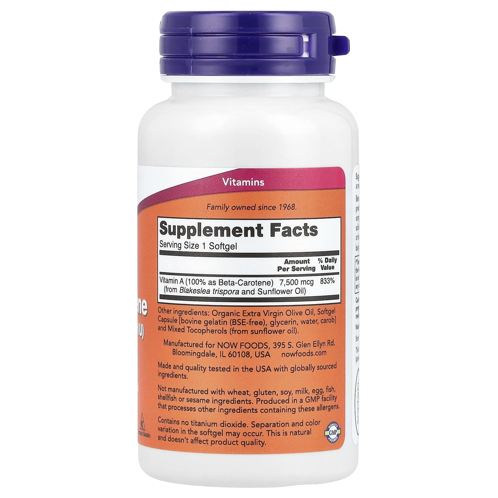 Natural Beta Carotene ingredienser & etikett