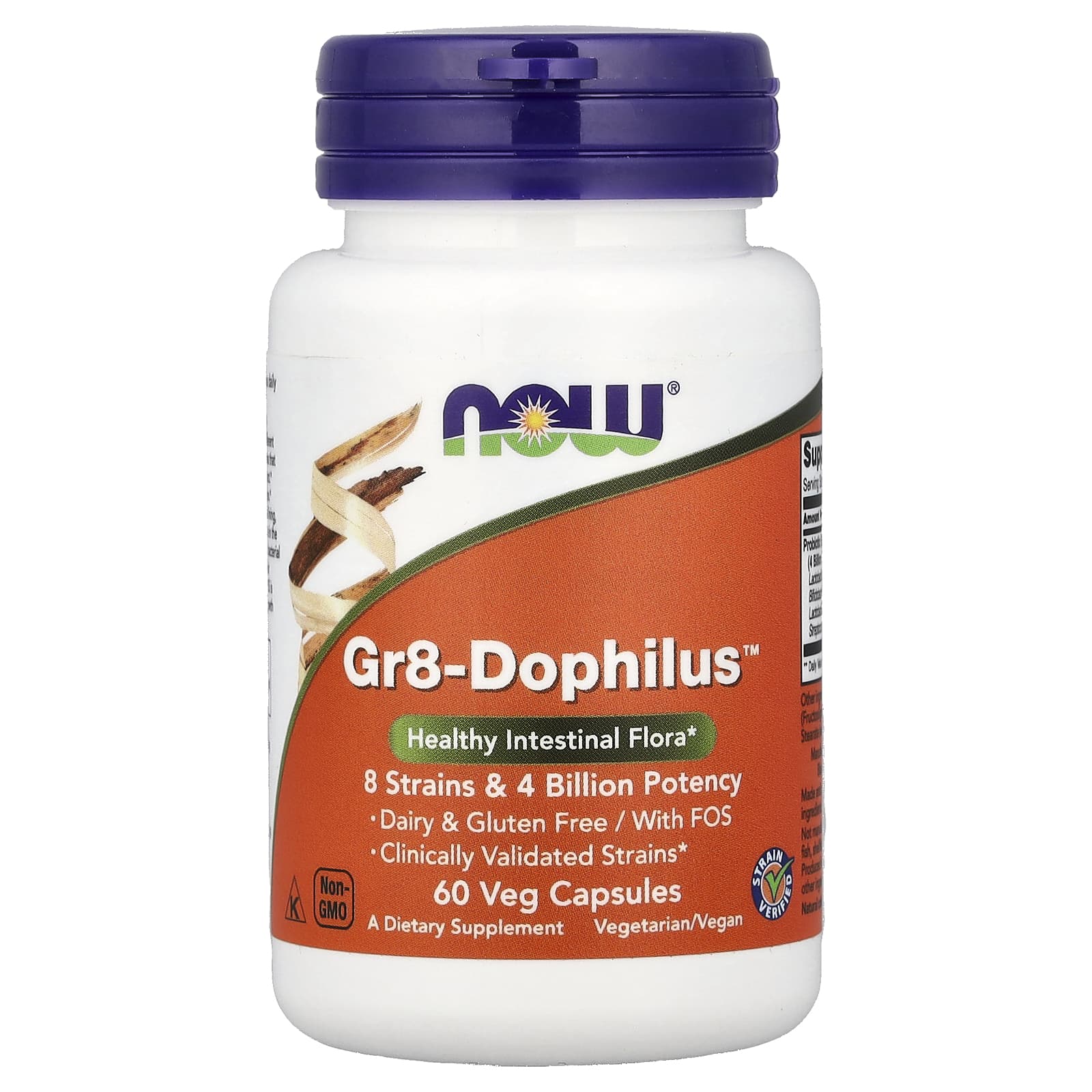 Now Foods Gr8-Dophilus baksida näringsfakta