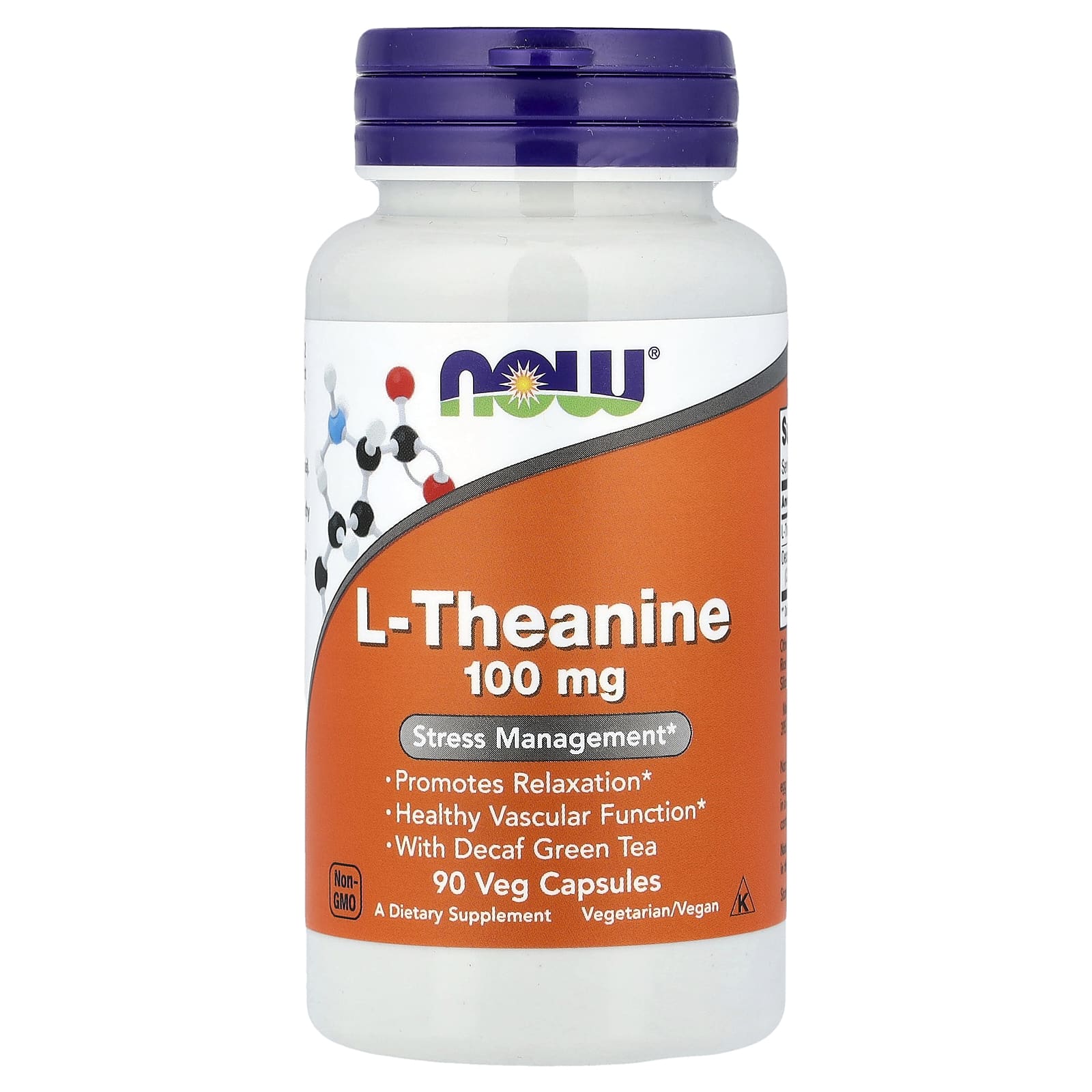 L-Theanine med avkoffeinerad grönt te baksida
