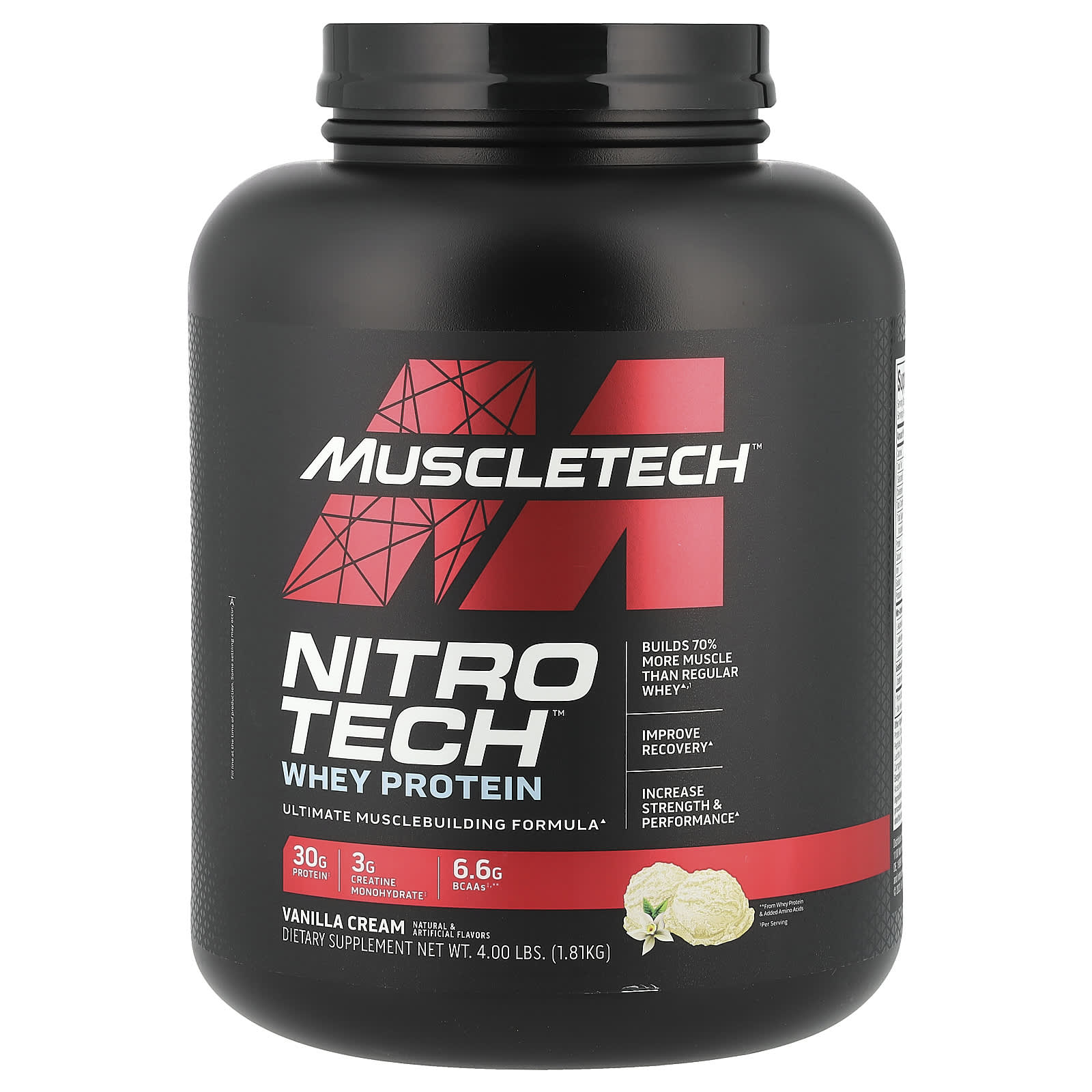Nitro-Tech Whey Protein Vanilj baksida