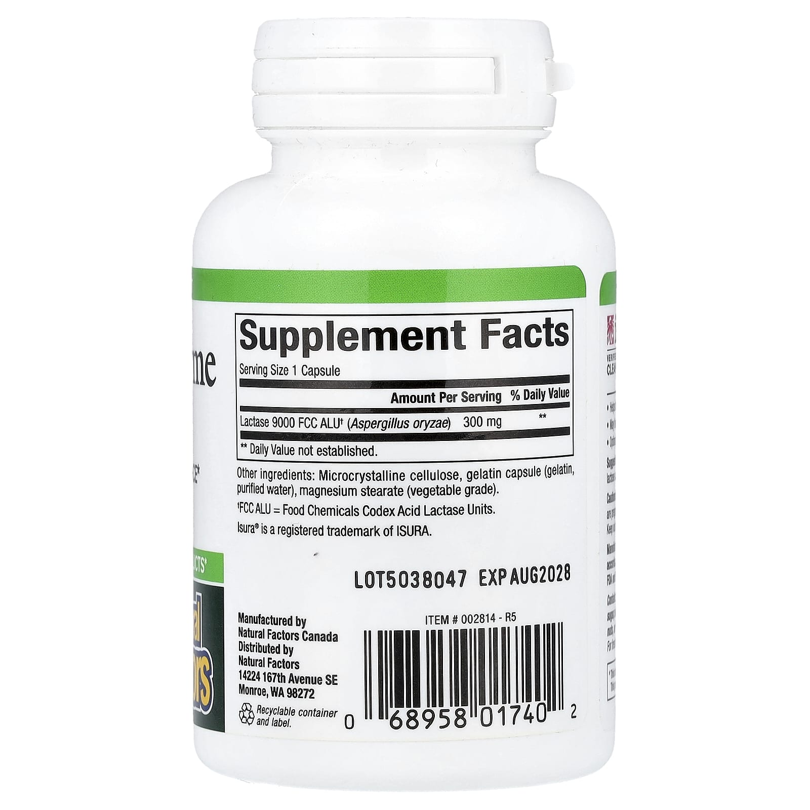 Lactase Enzyme – 9 000 FCC ALU ingredienslista