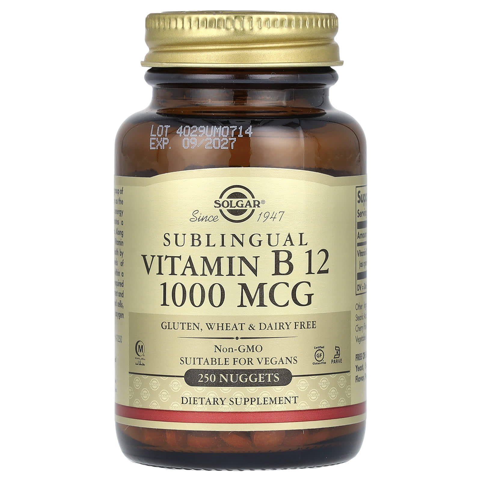 Solgar - Sublingual Vitamin B12 - 1000mcg, 250 Tabs
