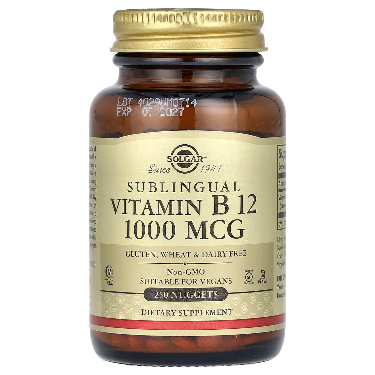 Solgar - Sublingual Vitamin B12 - 1000mcg, 250 Tabs