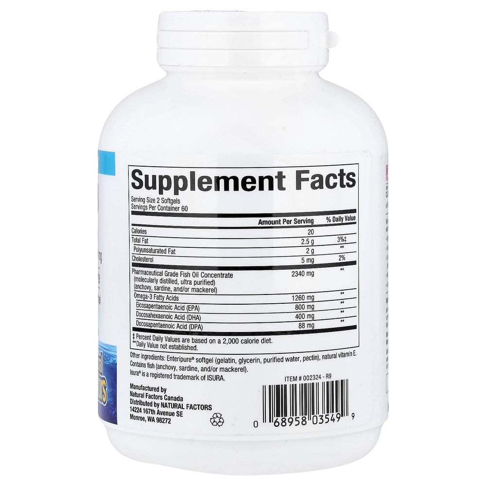 Natural Factors 1260mg ingredienser-etikett
