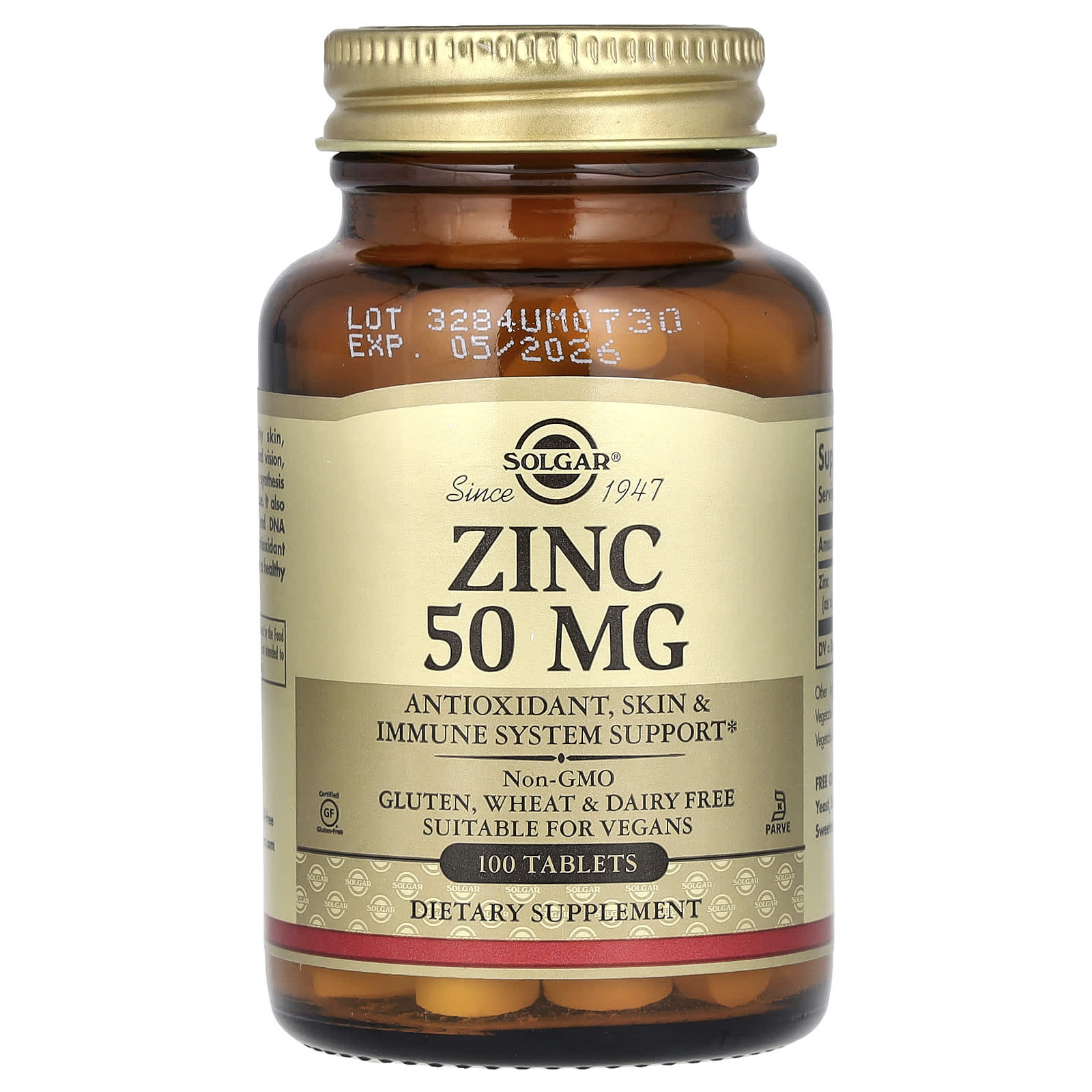 Solgar Zink 50 mg tablett - baksida