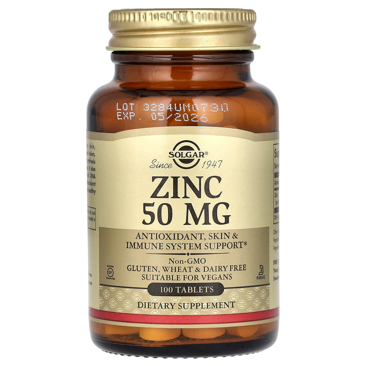 Solgar Zink 50 mg tablett - baksida