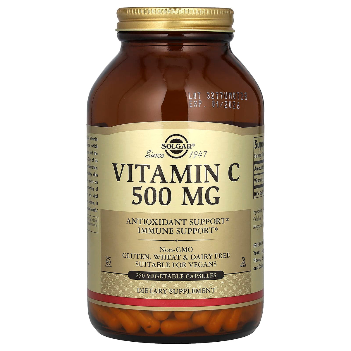 Vitamin C 500mg baksida med näringsfakta