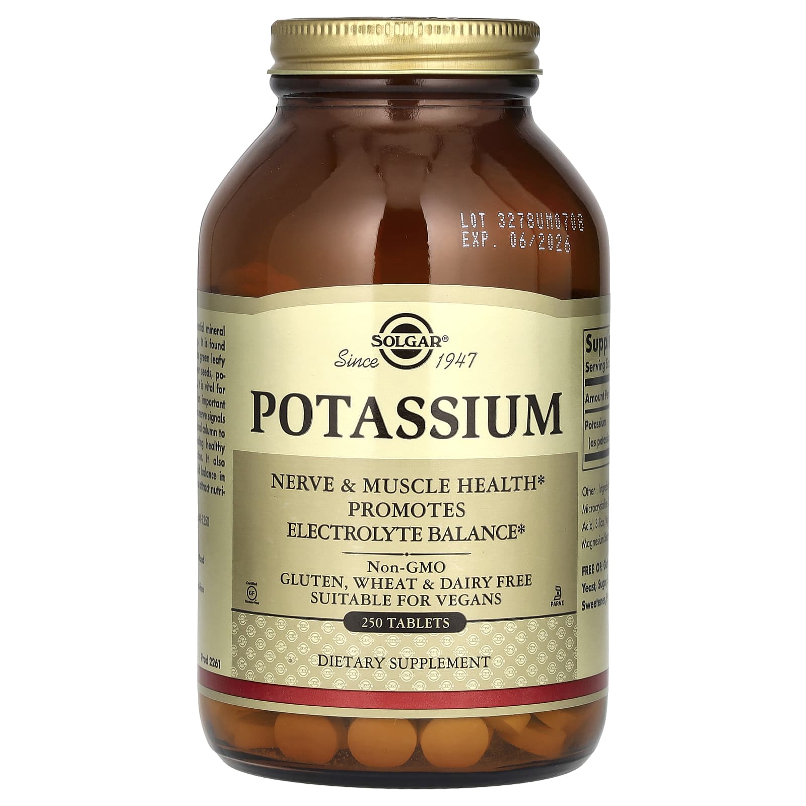 Solgar Potassium flaska från sidan