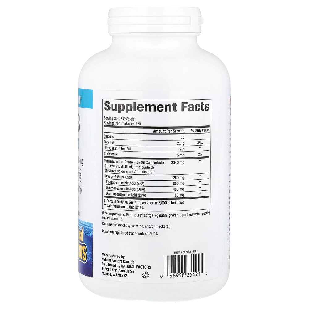 Natural Factors Rxomega-3 ingredienslista och etikett