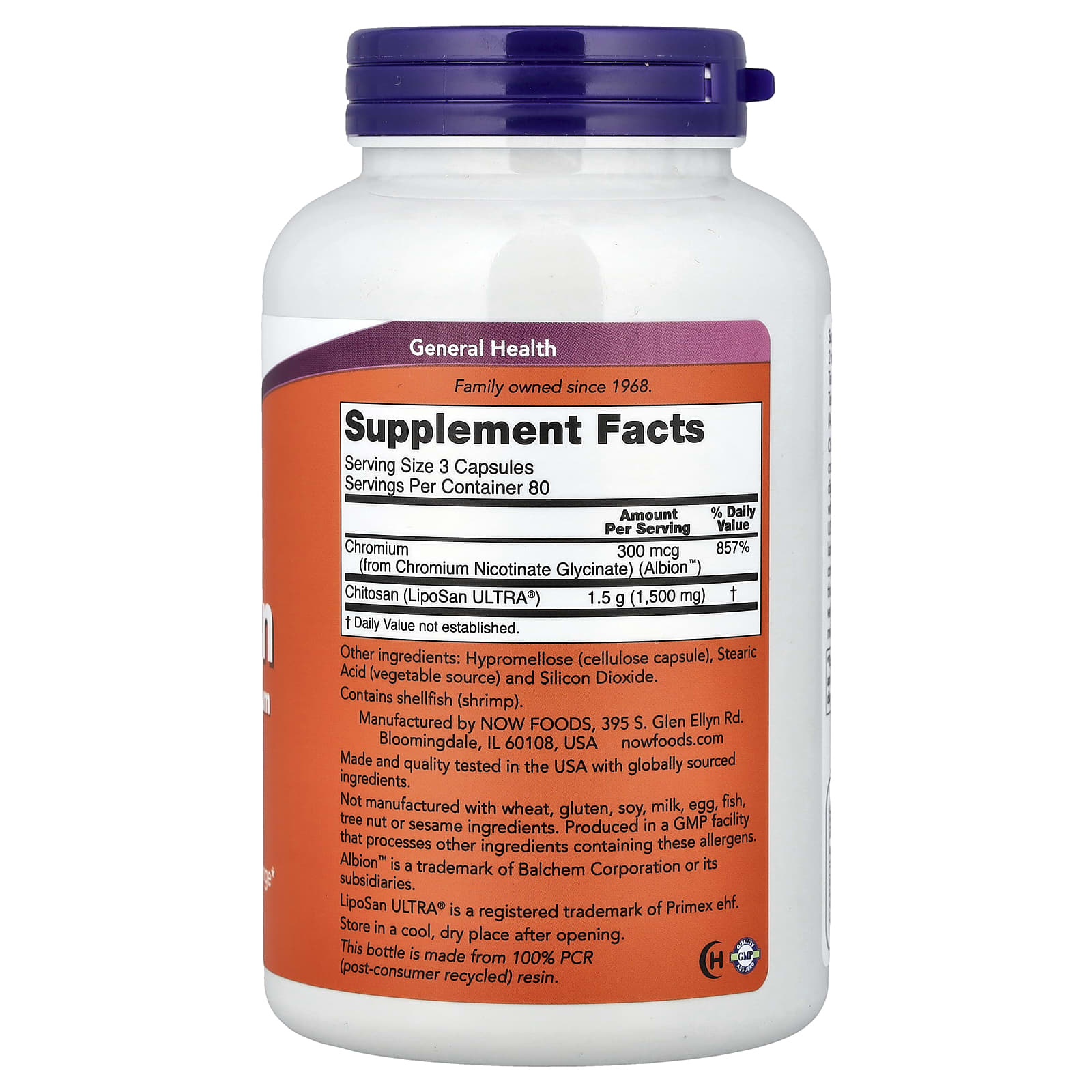 Chitosan Plus Krom ingredienser & etikett