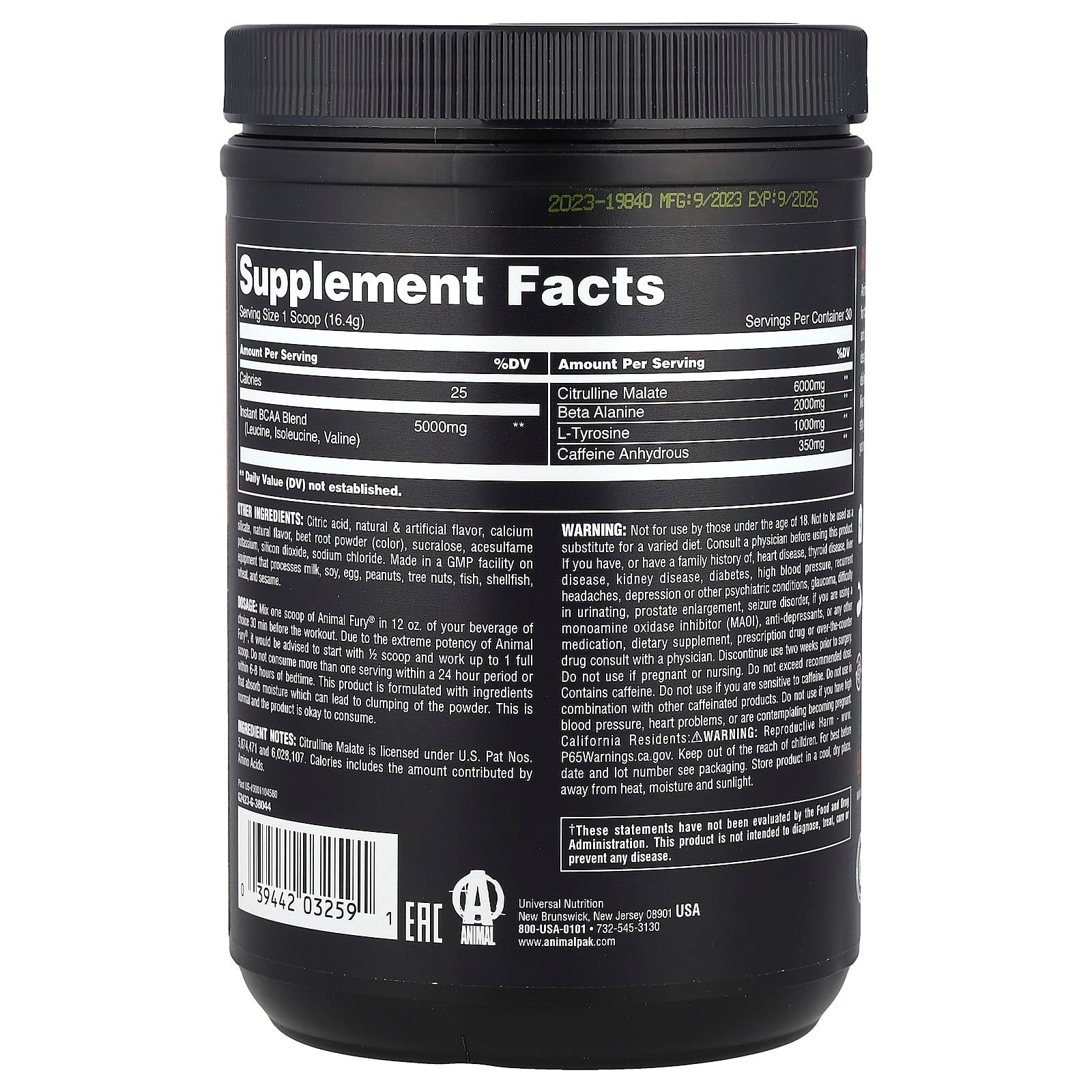 Universal Nutrition - Fury - 1.08lb