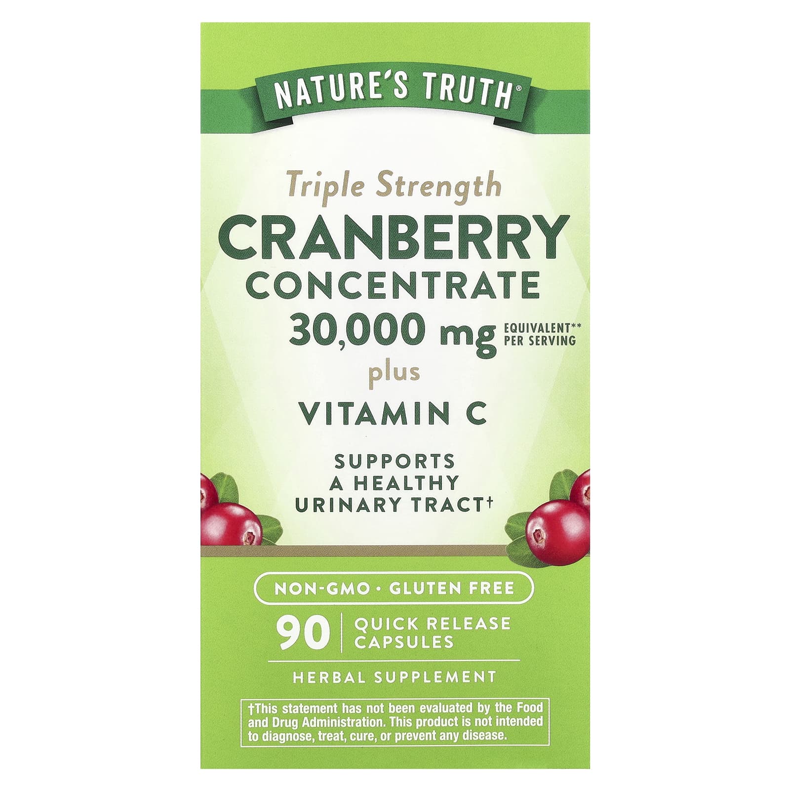 Nature'S Truth - Tranebærkoncentrat Plus Vitamin C - 90 Kapsler