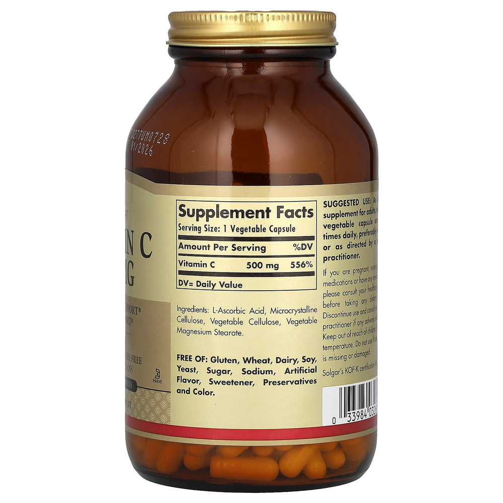Vitamin C 500mg ingredienser och etikett