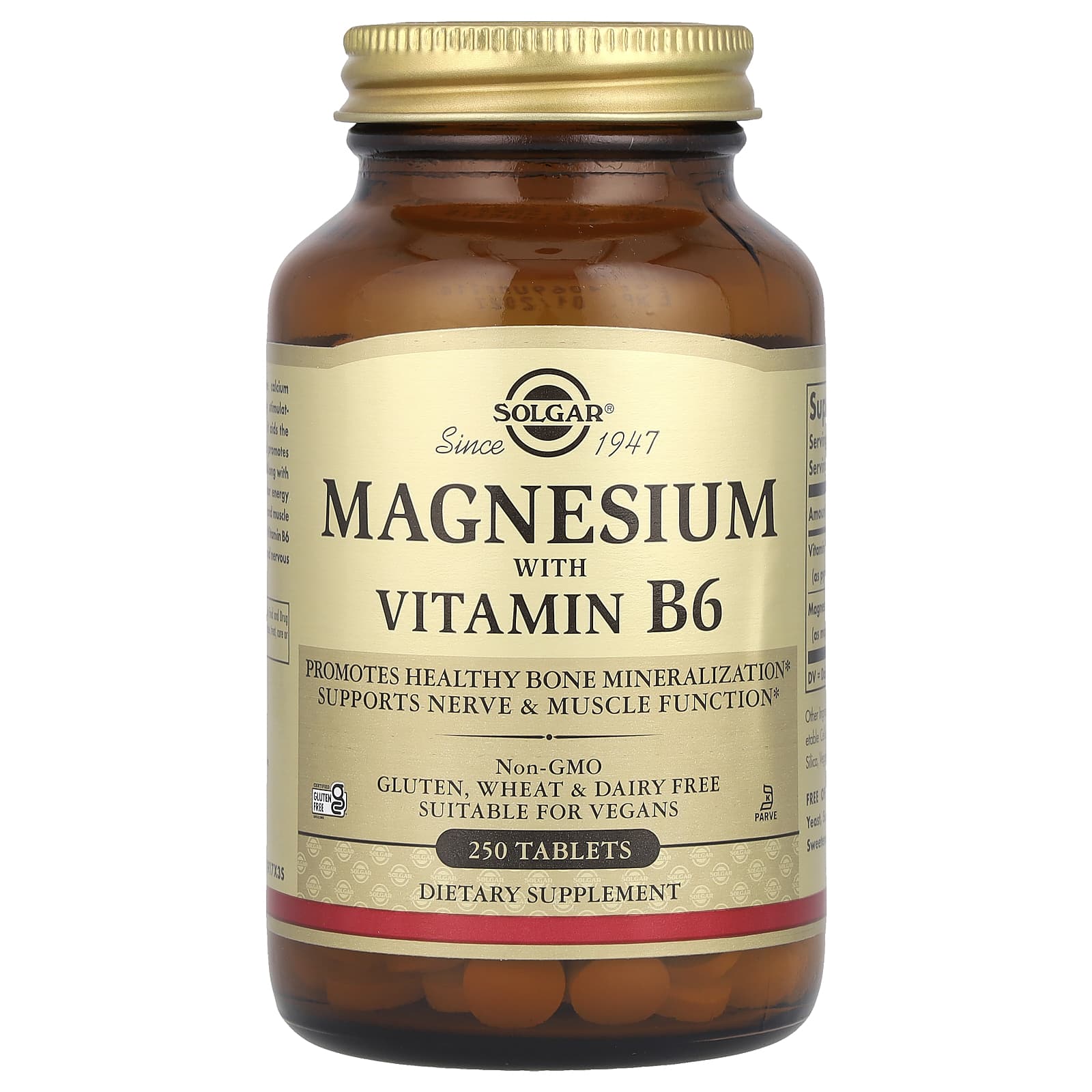 Solgar Magnesium With Vitamin B6 etikett detalj