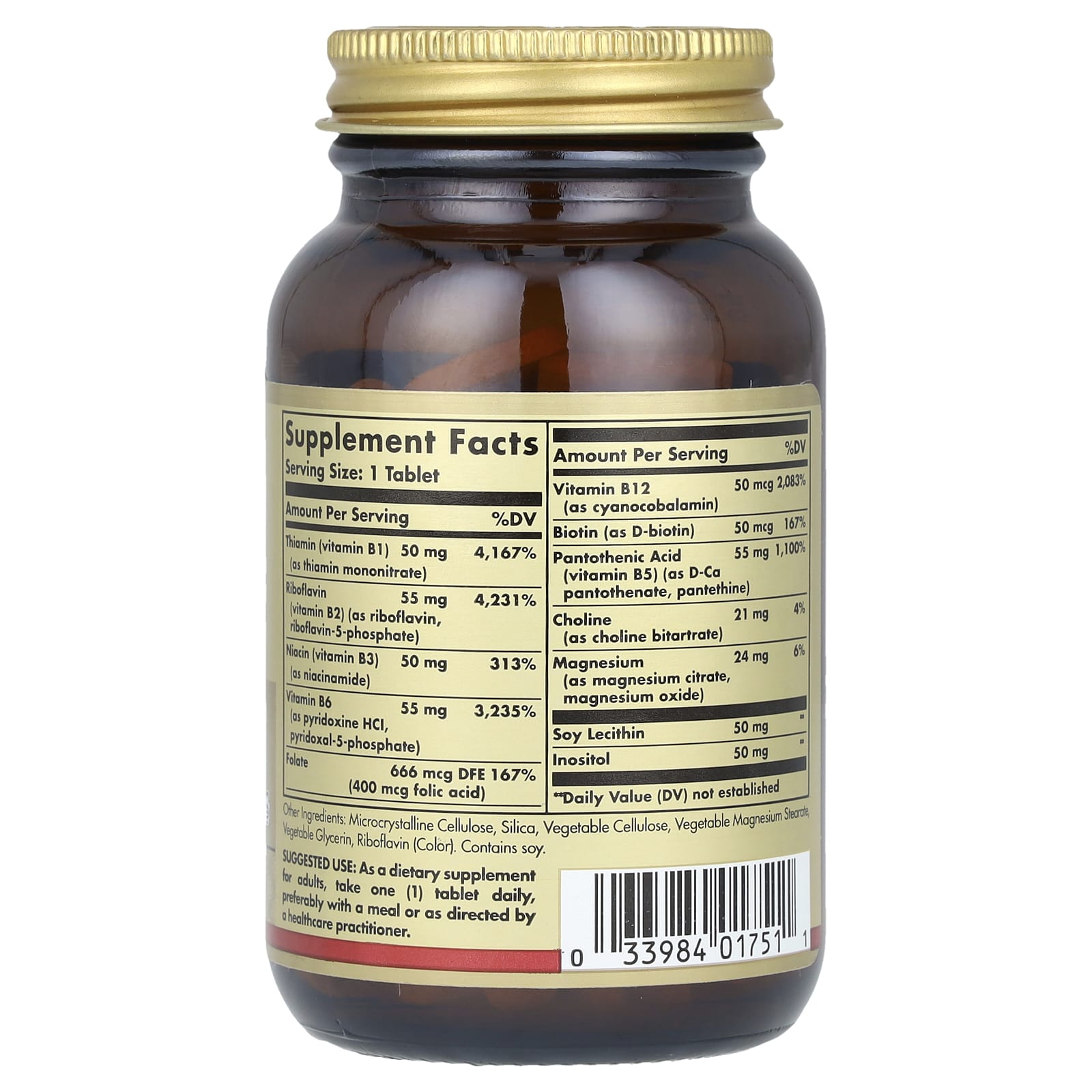Megasorb B-Complex ingredienser etikett
