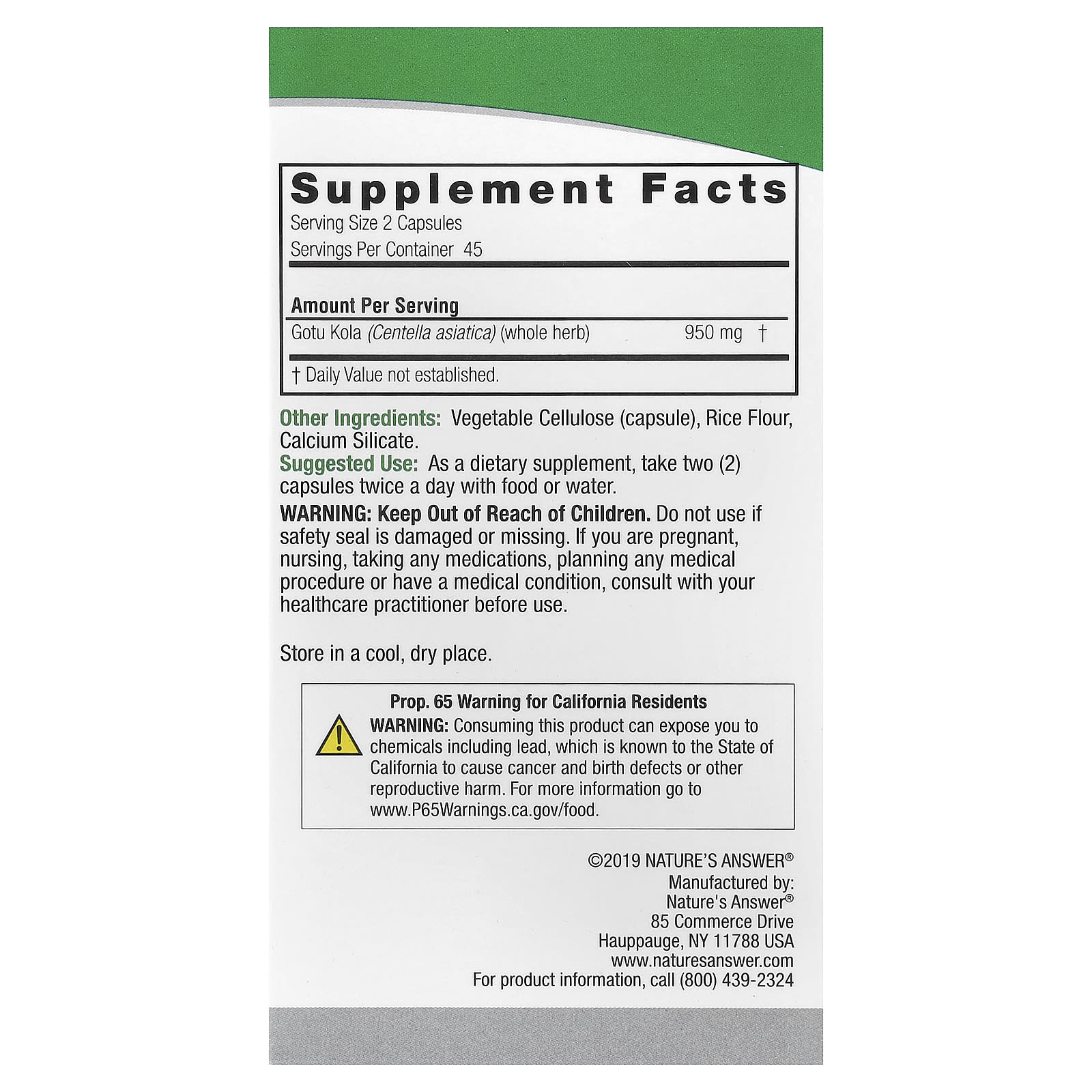 Nature's Answer - Gotu Kola Extract