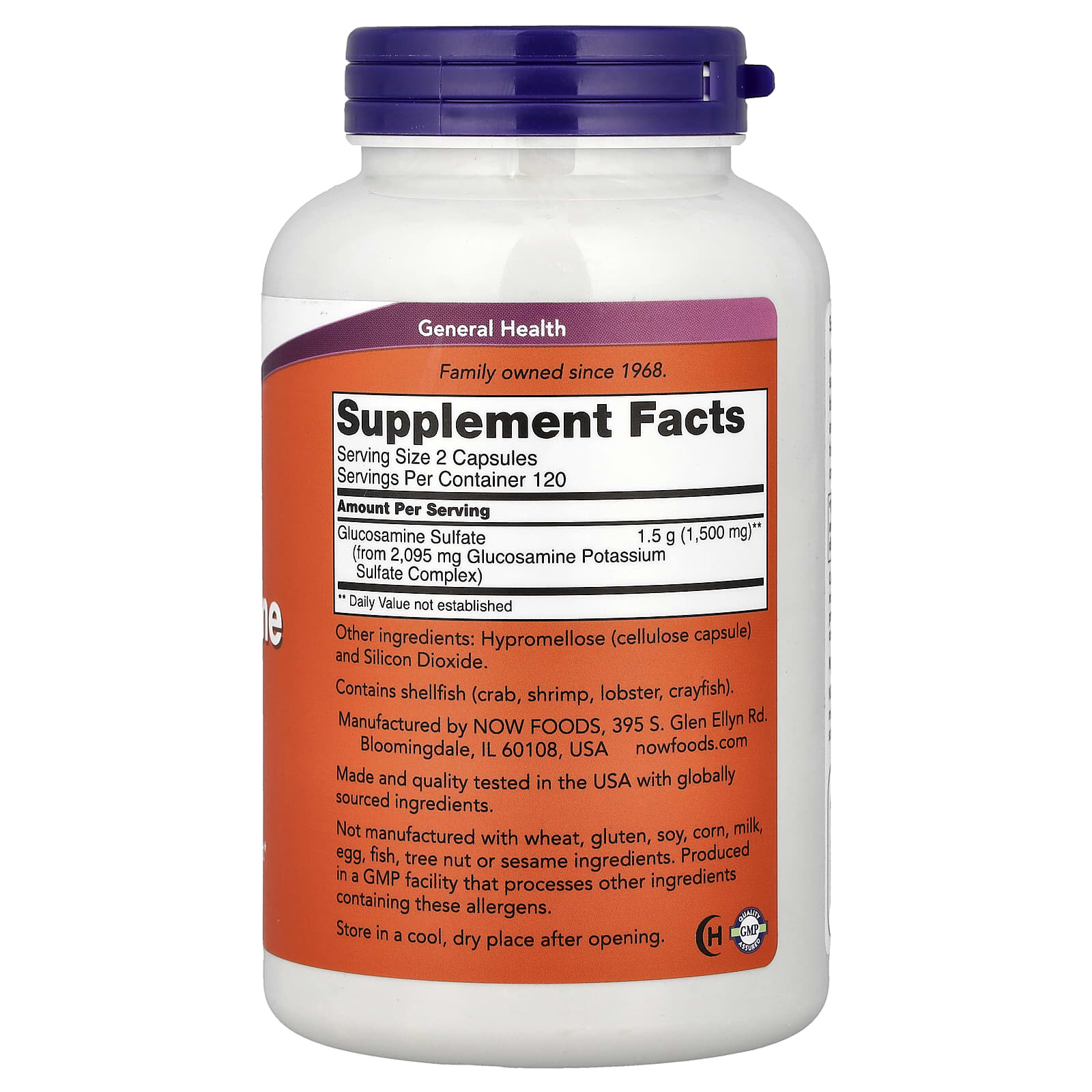 Glucosamine Sulfate näringsfakta-etikett
