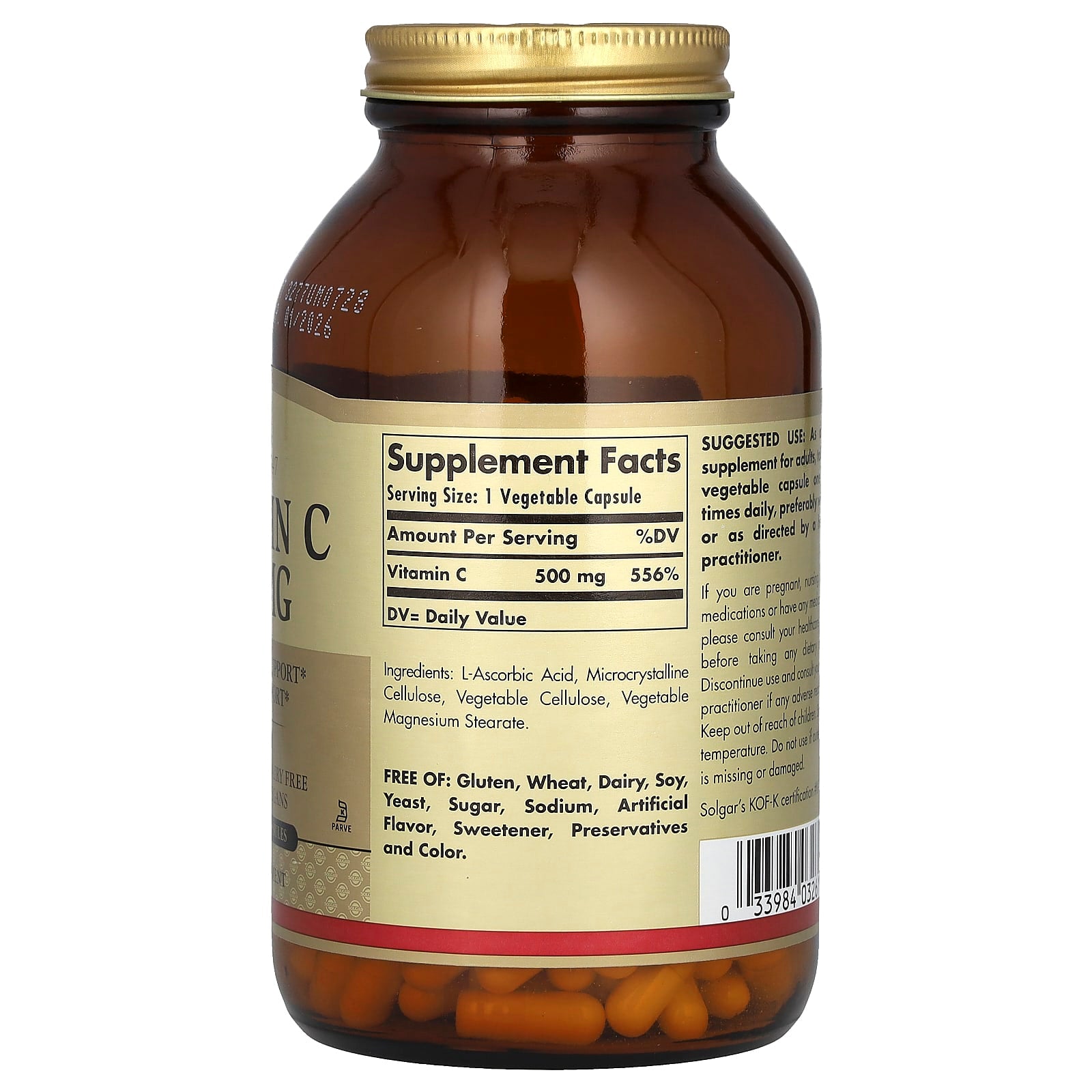 Solgar Vitamin C baksida näringsfakta