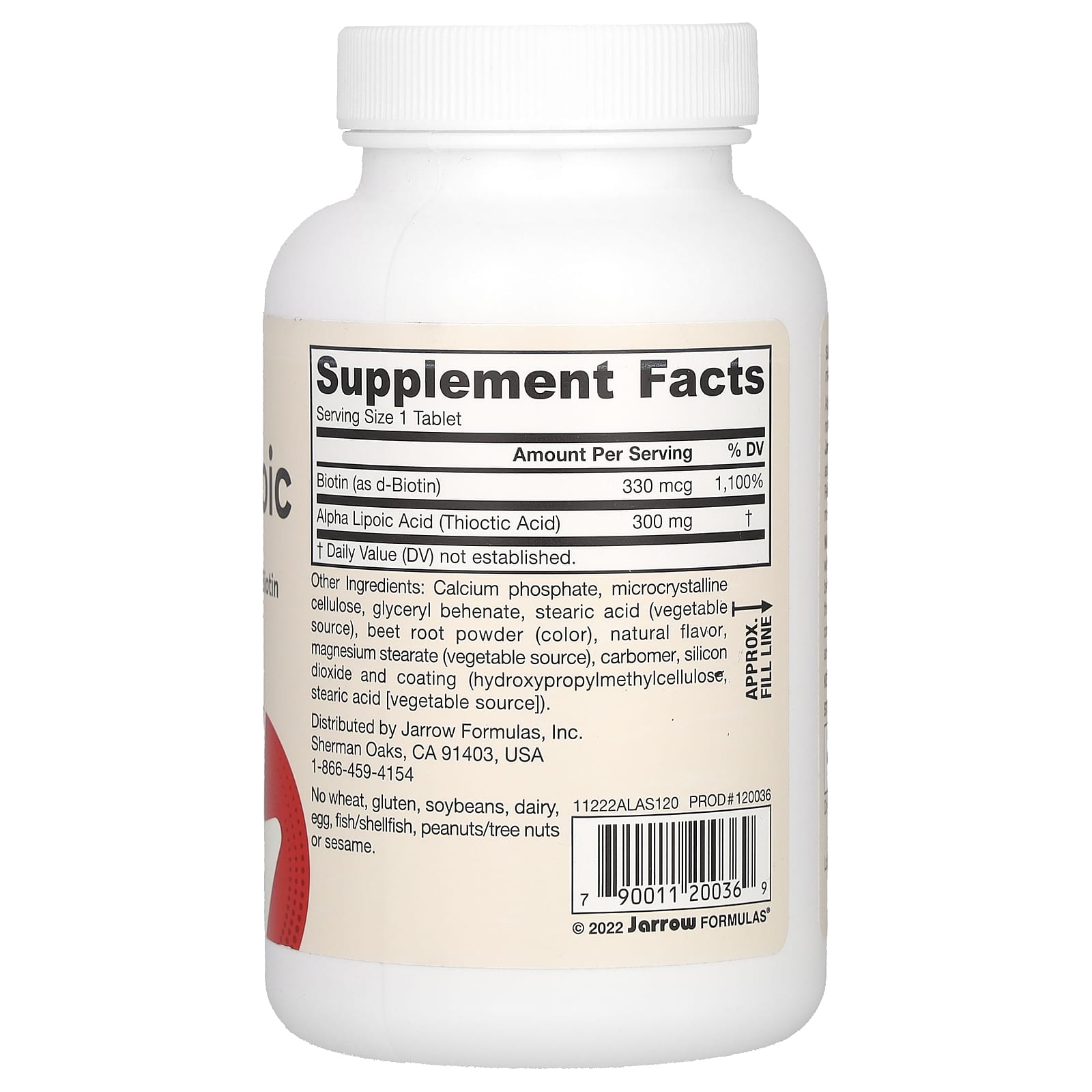 Jarrow Formulas - Alpha Lipoic Sustain Biotiinilla - 60 Tablettia
