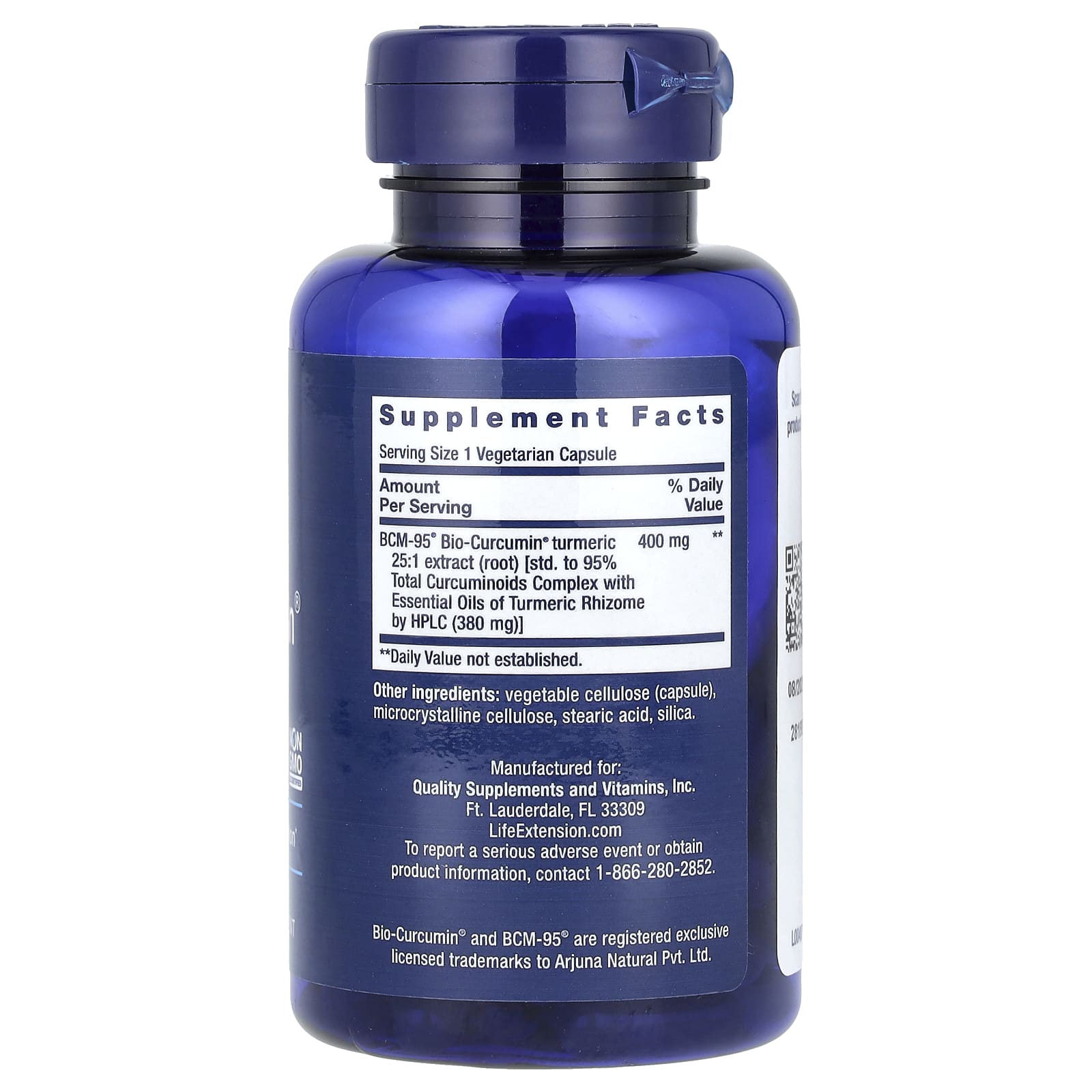 Life Extension Super Bio-Curcumin etikett detalj