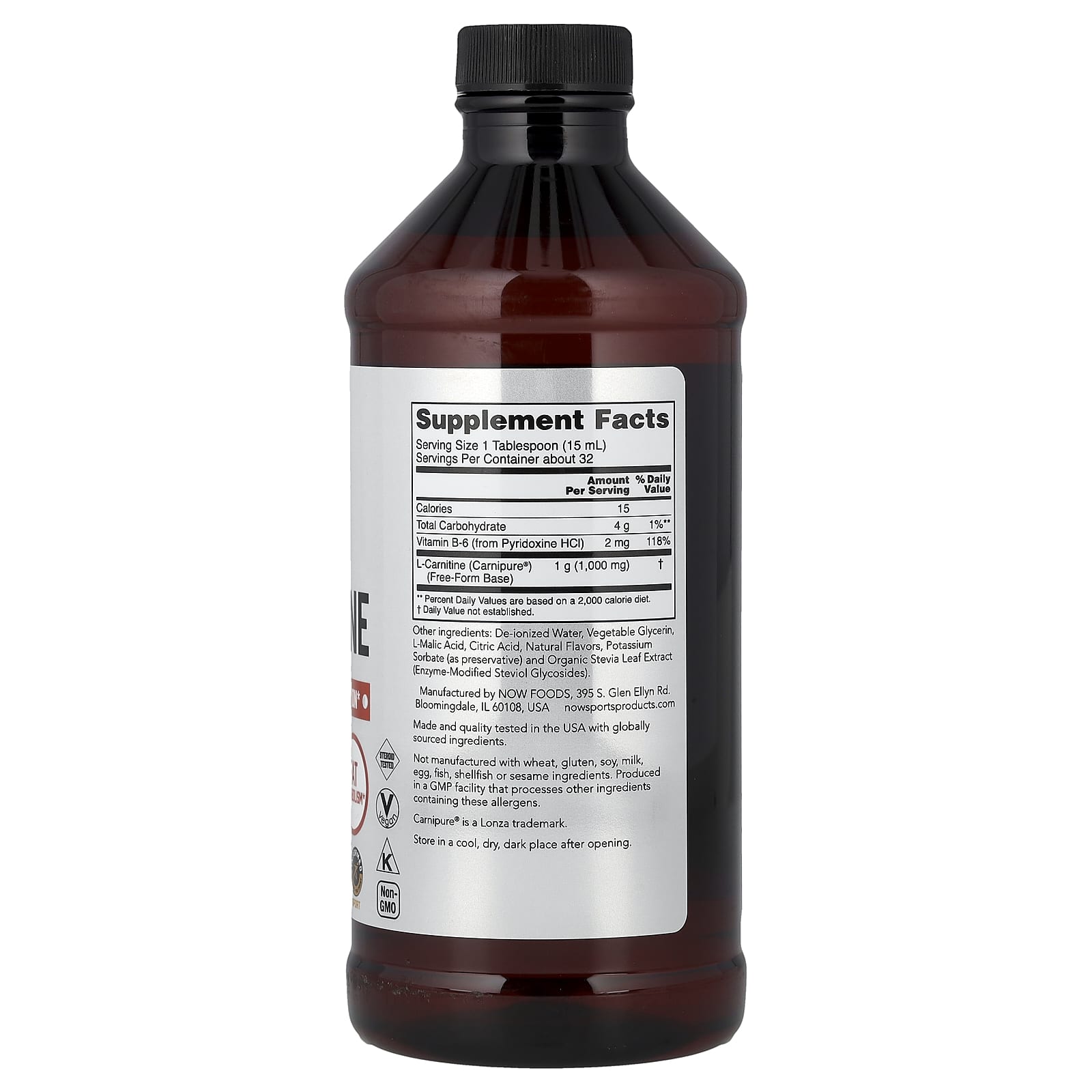 L-Karnitin Liquid 1000mg ingredienser & dosering