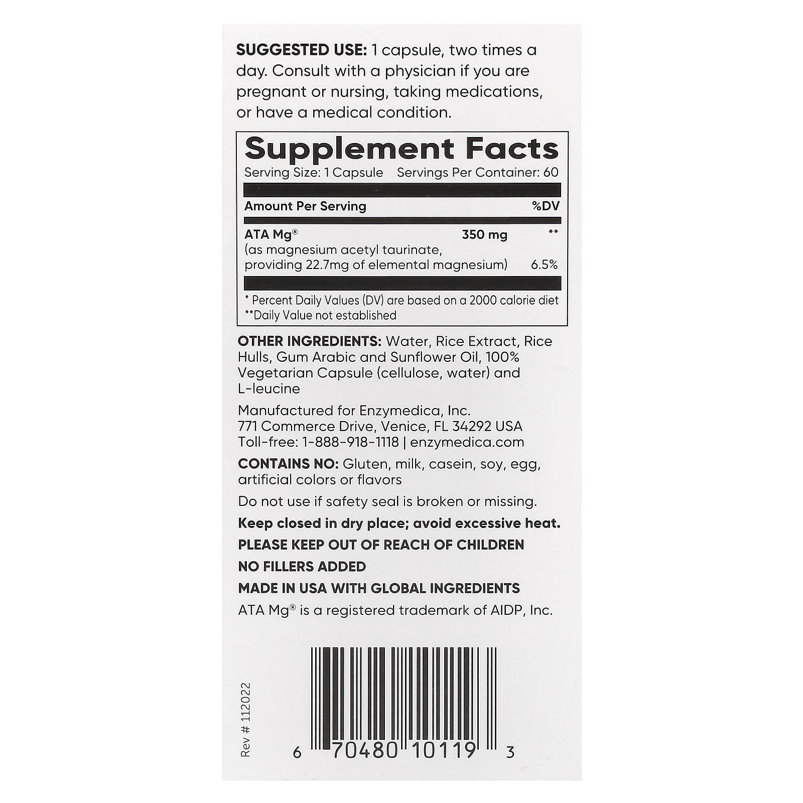 Magnesium Mind näringsfakta