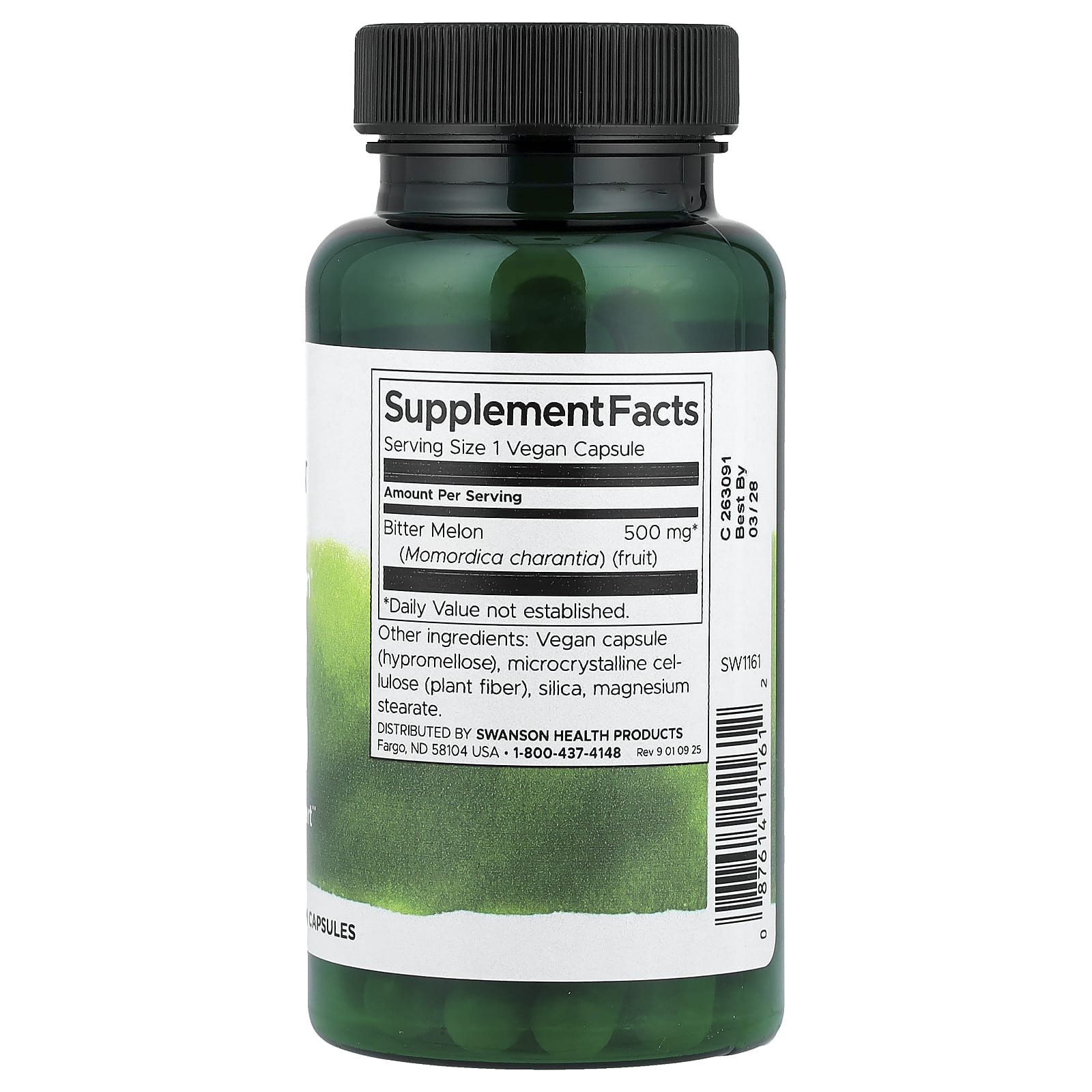 Swanson Bitter Melon ingredienser etikett