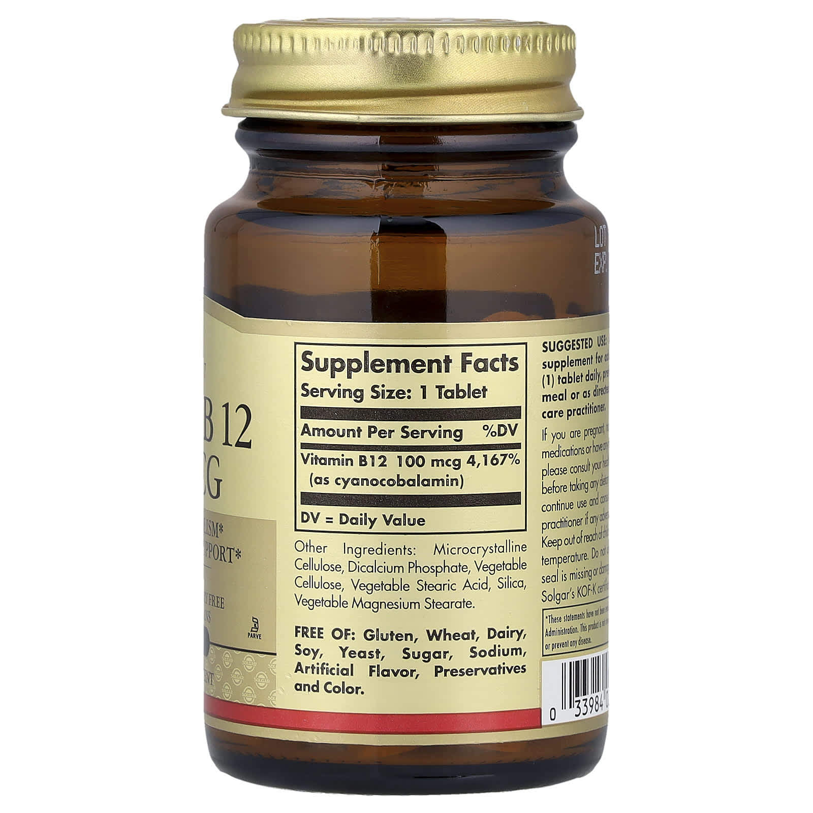 Vitamin B12 100 mcg – ingredienser etikett