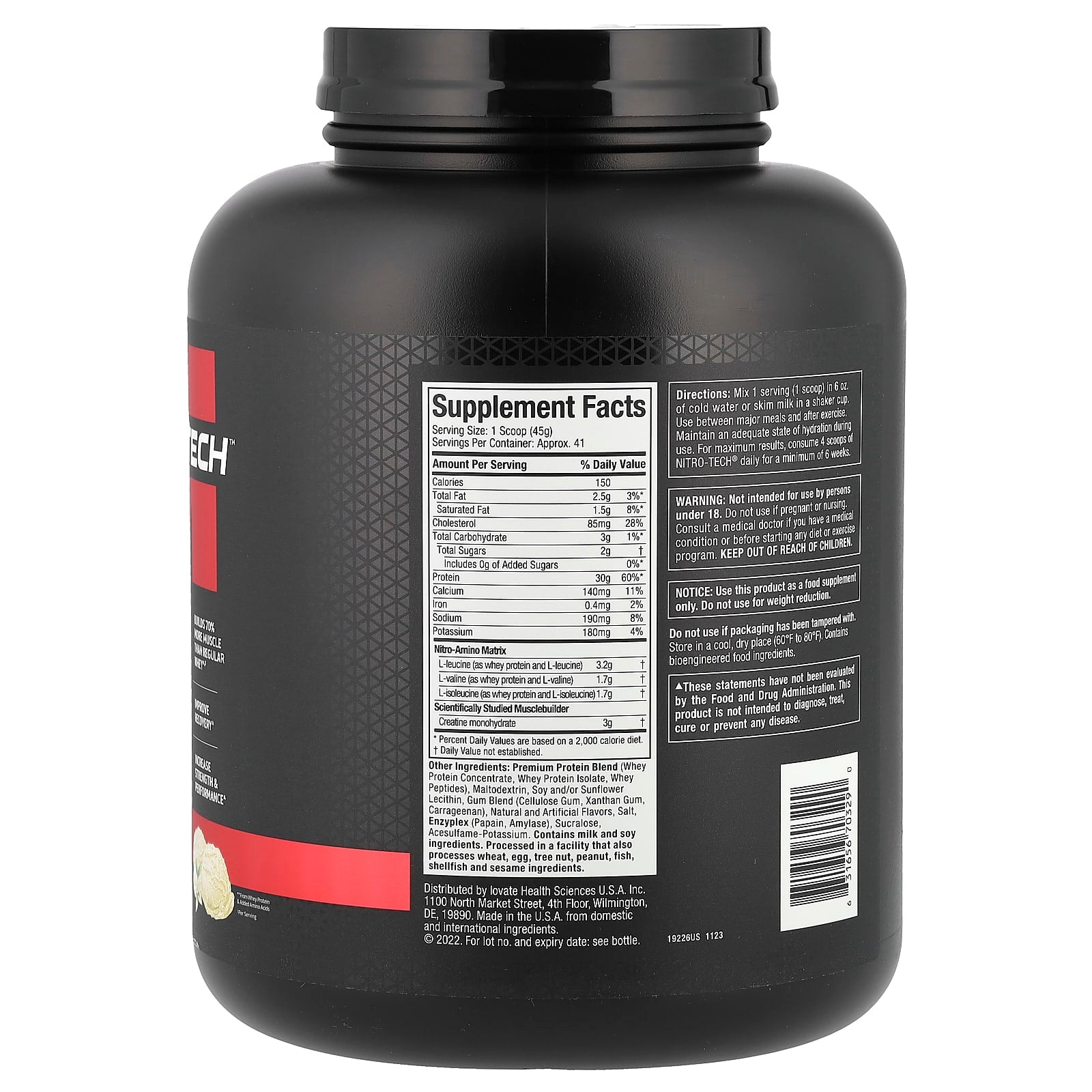 Nitro-Tech Whey Protein näringsfakta