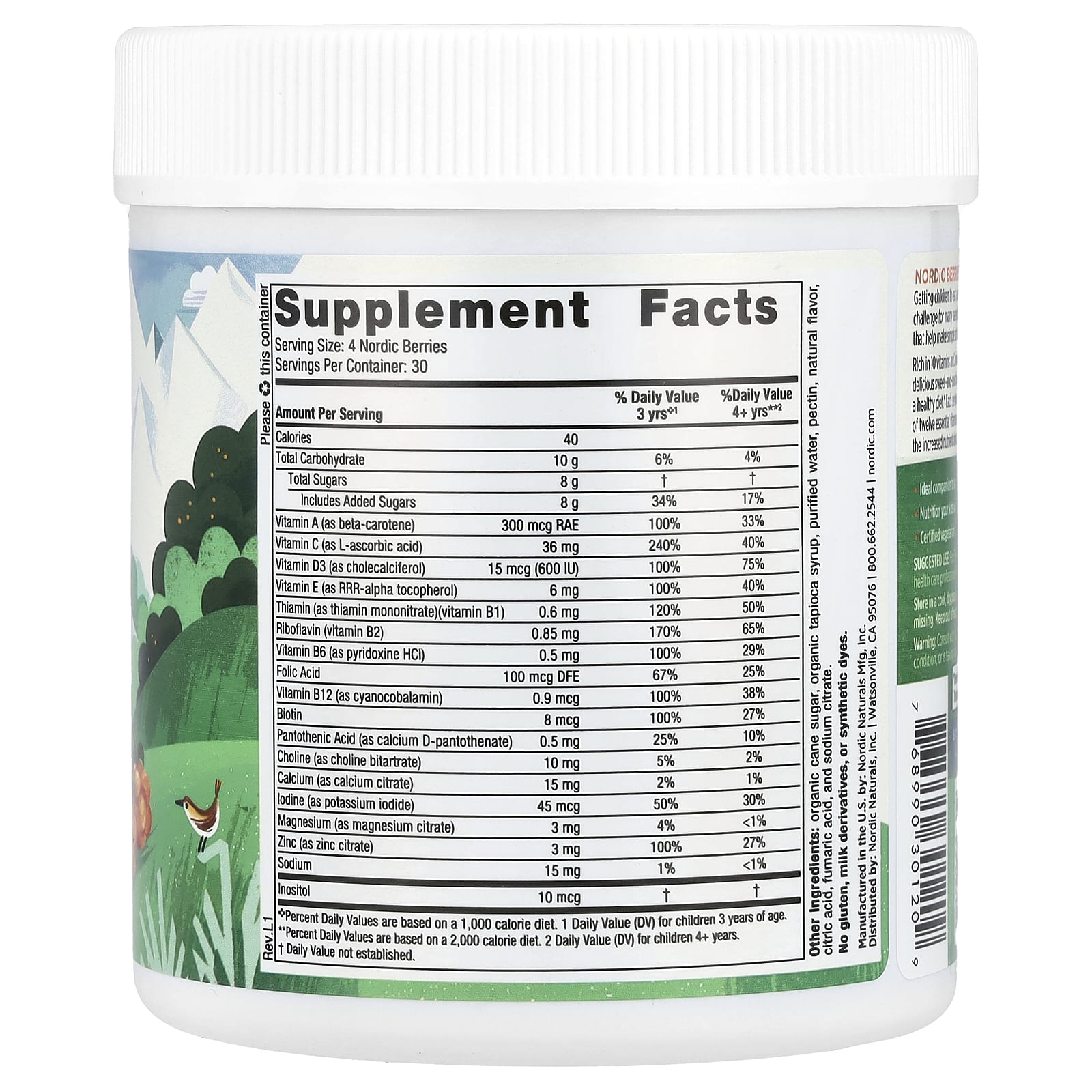 Nordic Berries Multivitamingummi ingredienser & etikett