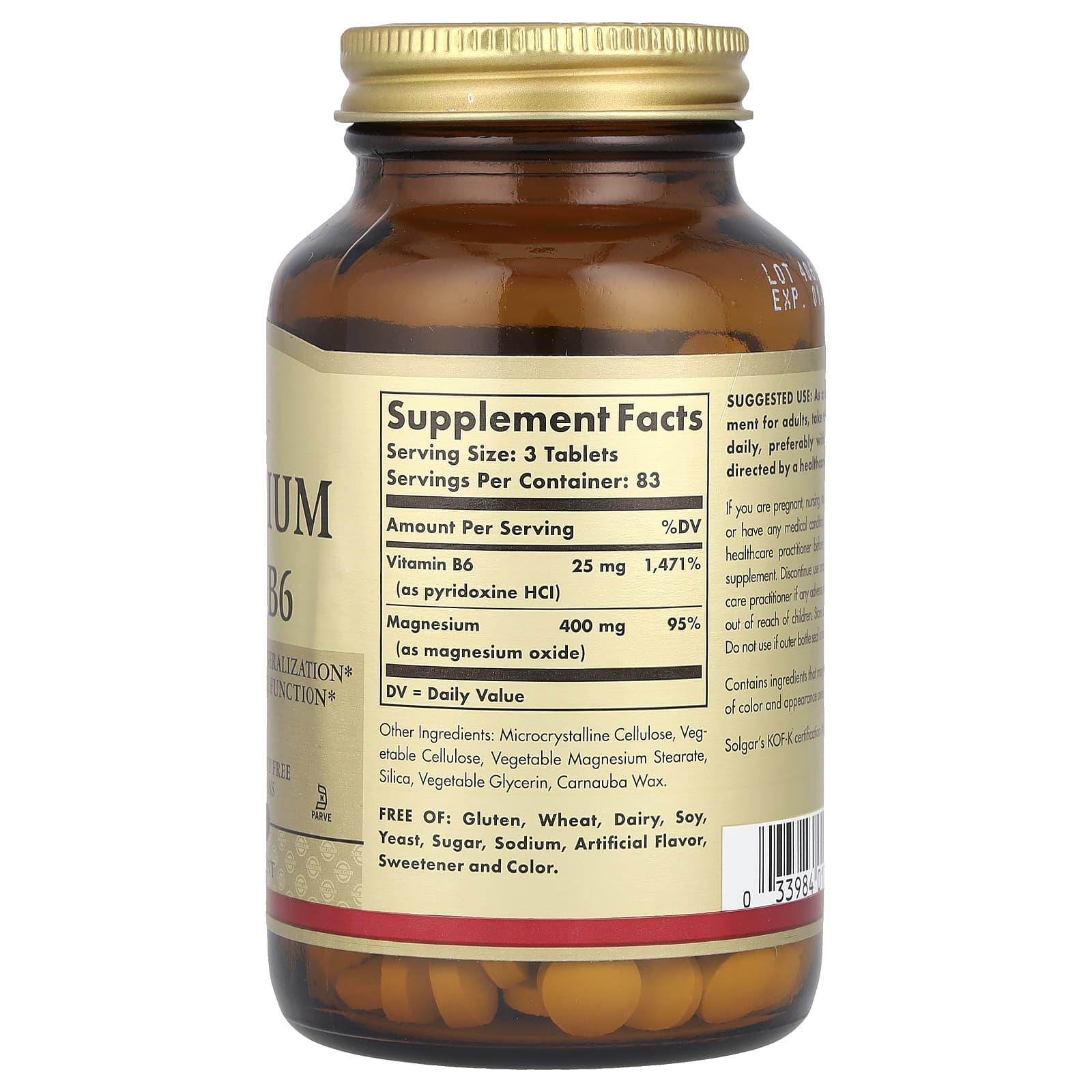 Solgar Magnesium With Vitamin B6 öppen förpackning