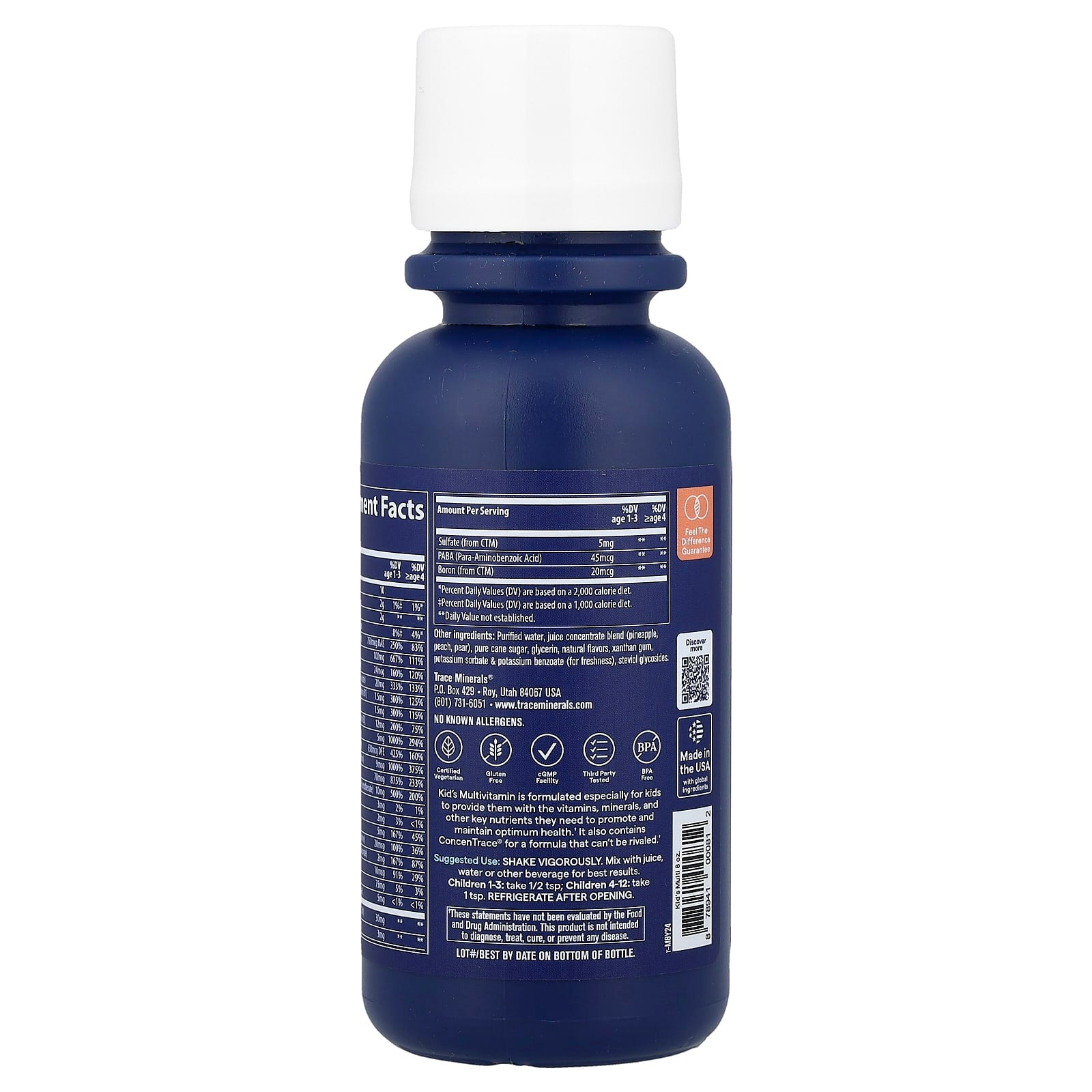 Trace Barnvitamin ingredienser & etikett