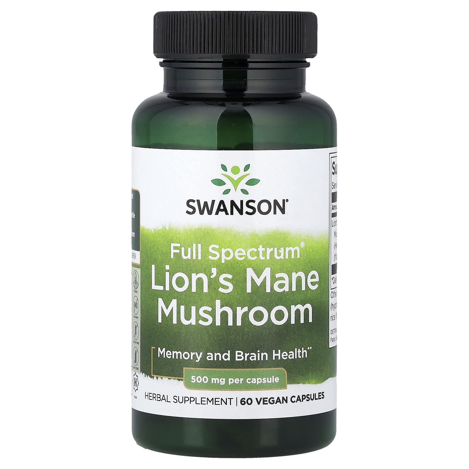 Lion's Mane Mushroom Full Spectrum baksida näringsfakta