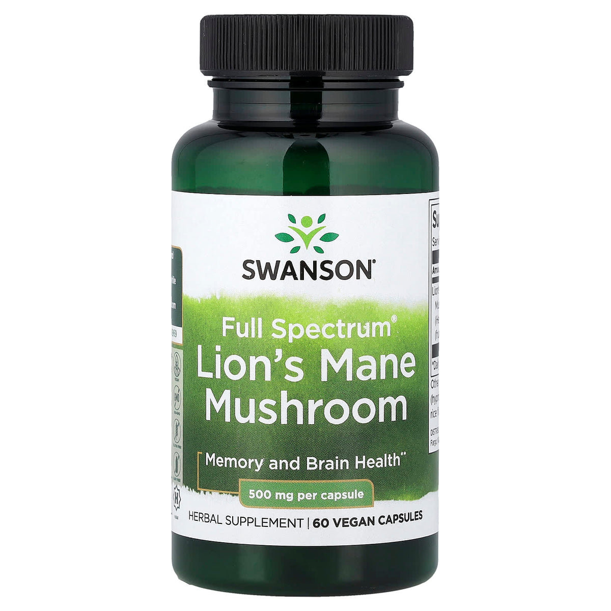 Lion's Mane Mushroom Full Spectrum baksida näringsfakta