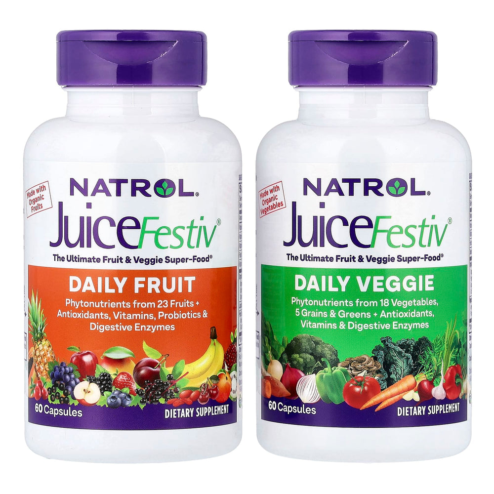 Natrol JuiceFestiv två flaskor produktöversikt