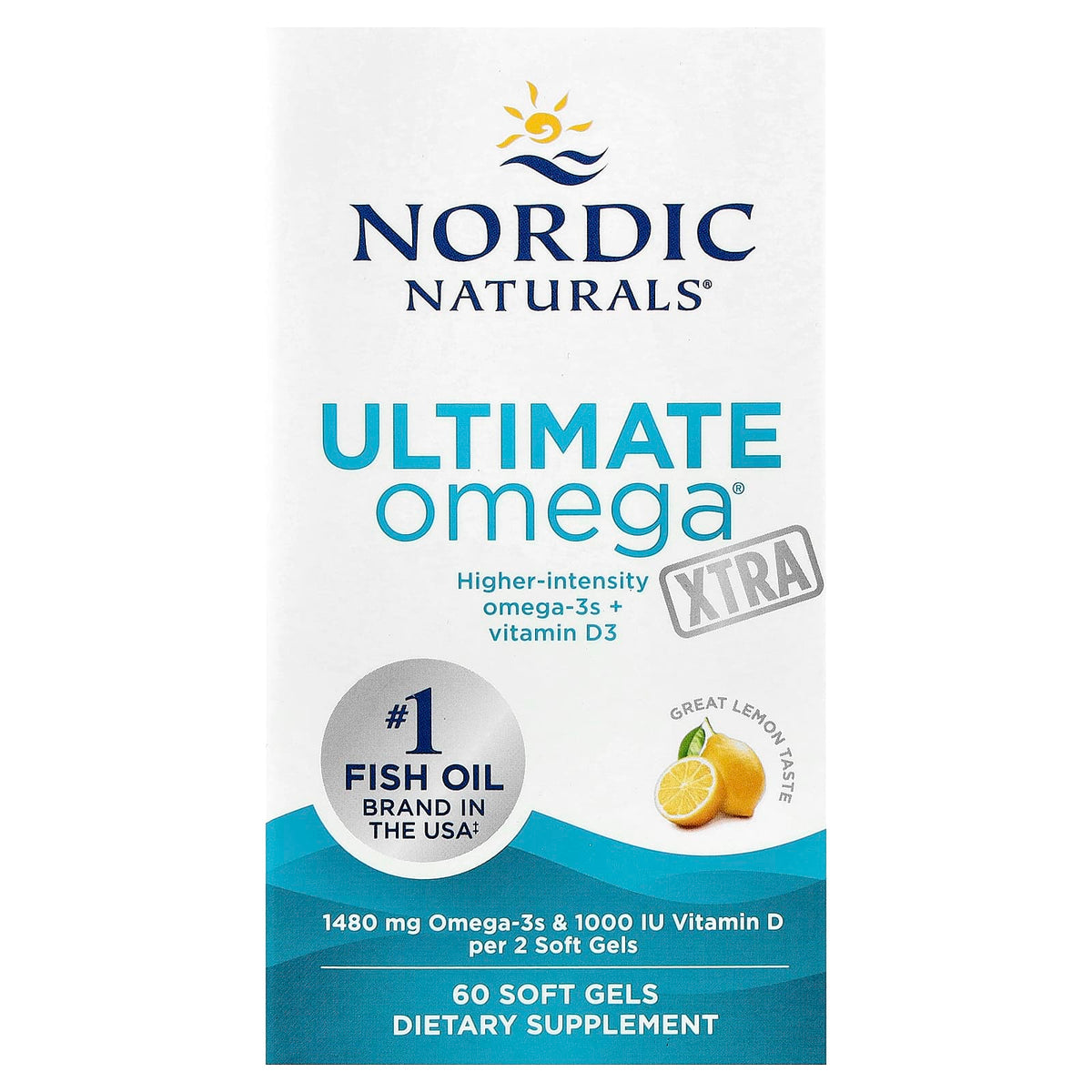 Nordic Naturals - Ultimate Omega Xtra, 1480mg Sitruuna - 60 Pehmeää kapselia