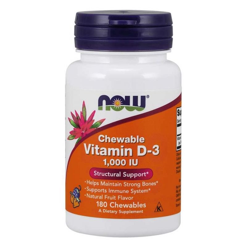 NOW Foods - D3-vitamiini - 180 purutablettia