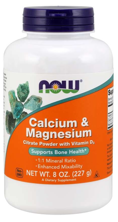 NOW Foods - Calcium & Magnesium, Citrate Powder With Vitamin D3 - 227g