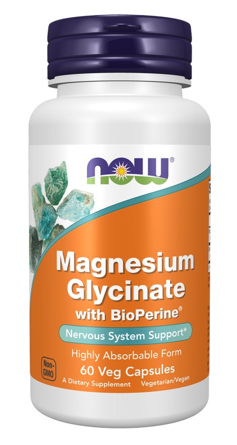 Now Foods Magnesium Glycinate With Bioperine öppen förpackning