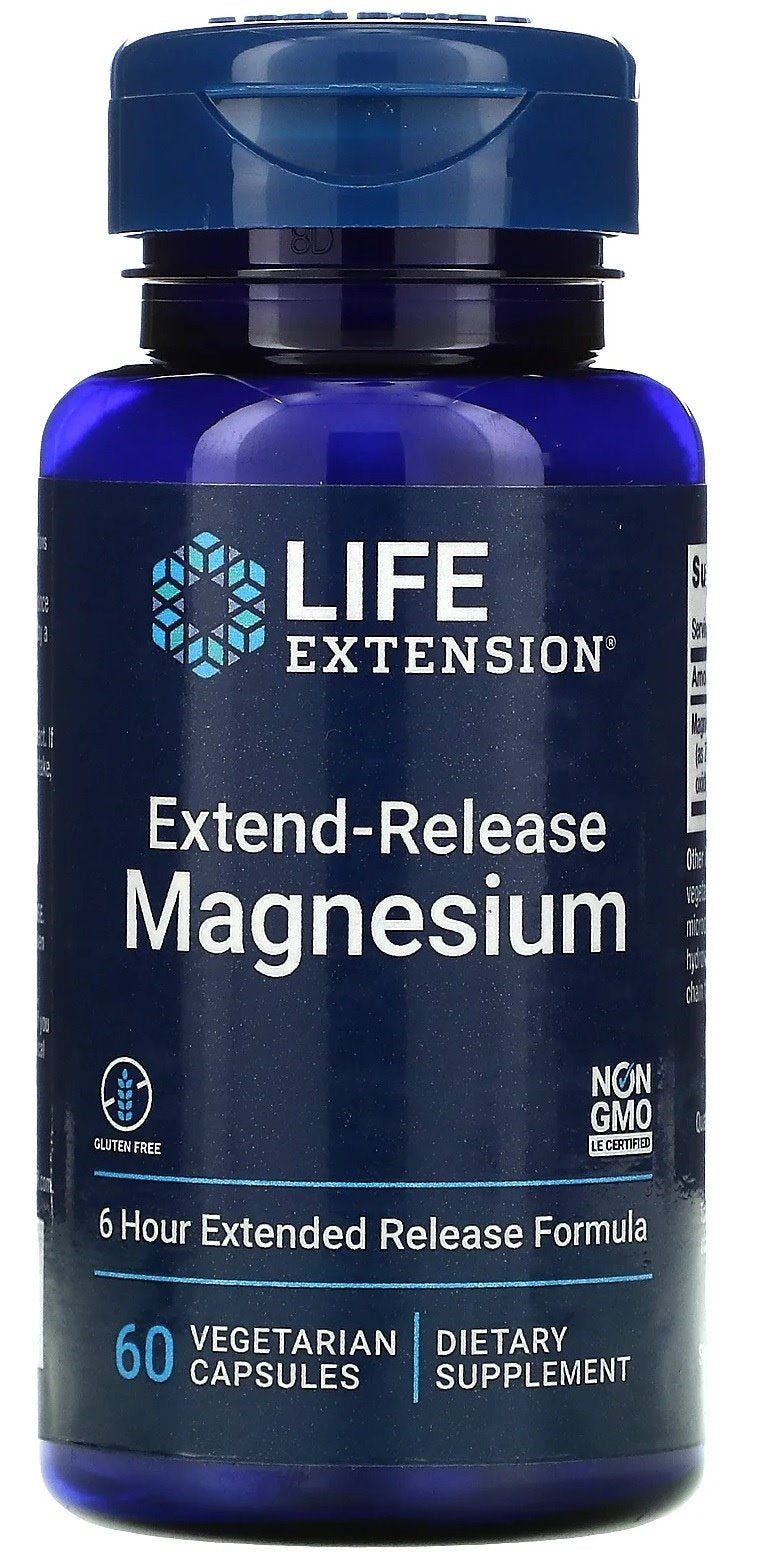 Extend-Release Magnesium baksida med näringsfakta